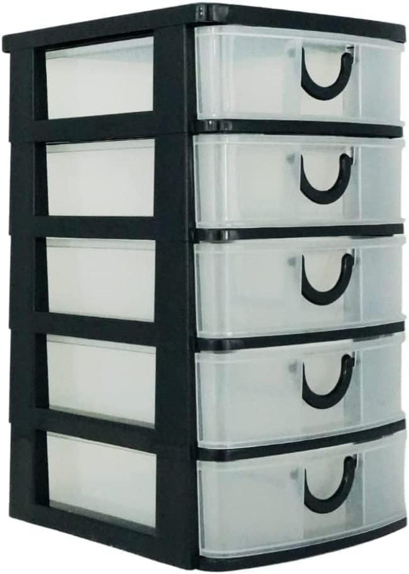 5 Drawer Storage Organizer - Plastic Dressers with Drawers for Arts and Crafts