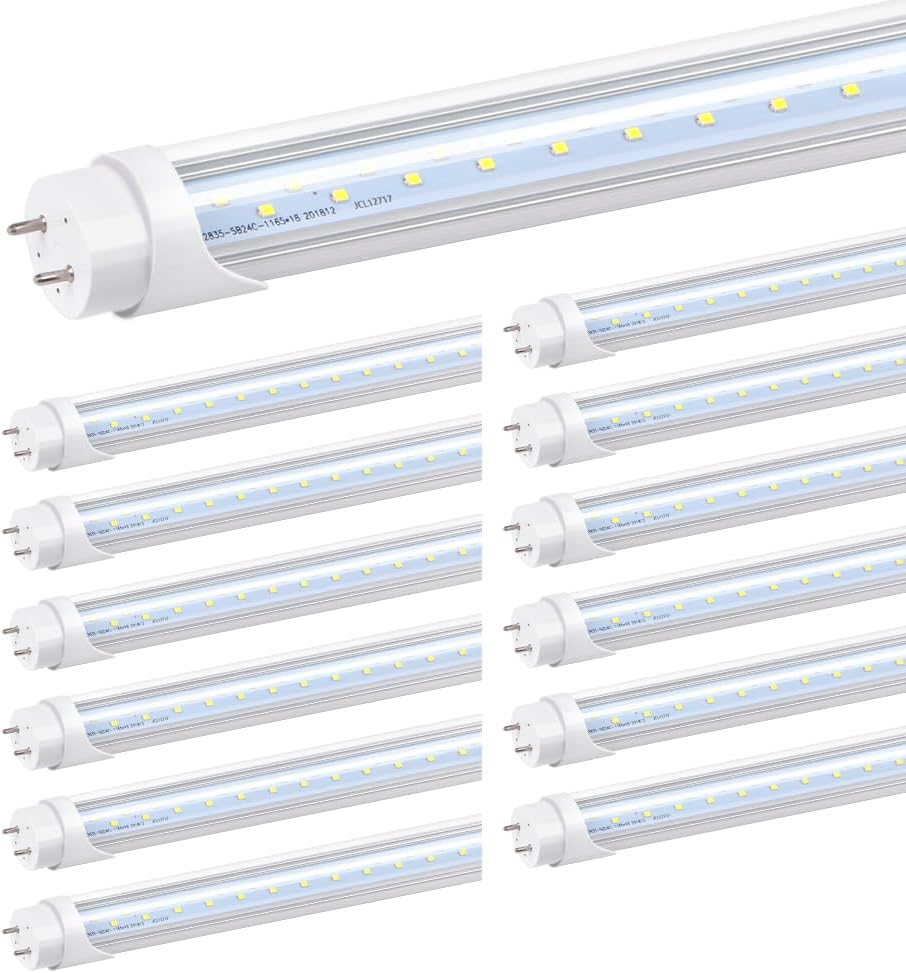 Kihung (12 Packs T8 Led Bulbs 4 Foot, Type B Light Bulbs, 24W 3120LM 6000K, Daylight White Fluorescent Light Bulbs 48 Inch, Ballast Bypass, T8 T10 T12 4Ft Led Replacement for Fluorescent Tubes