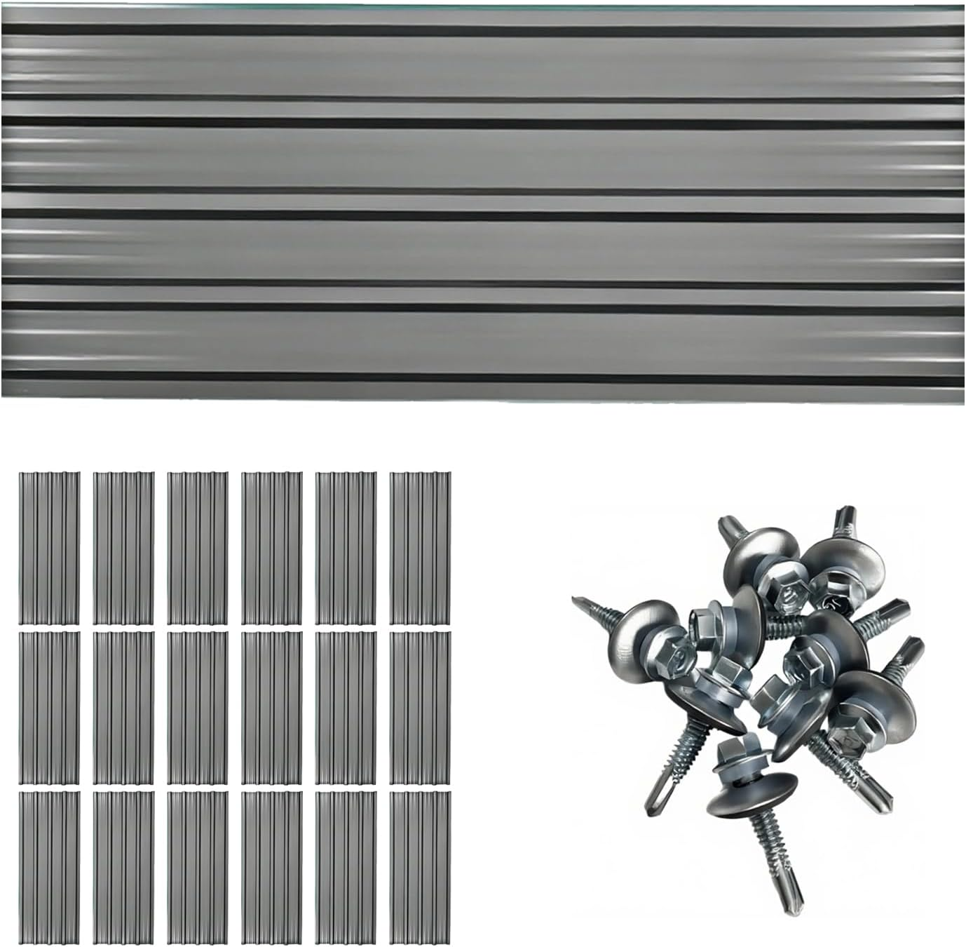 Galvanized Steel Roof Panels 18 Pcs Metal Roof Panels, Corrugated Panels Metal Carport Kits Used for Industrial Plants, Warehouses, Roof Construction of Various Buildings, 42.6 in X 17.7 In