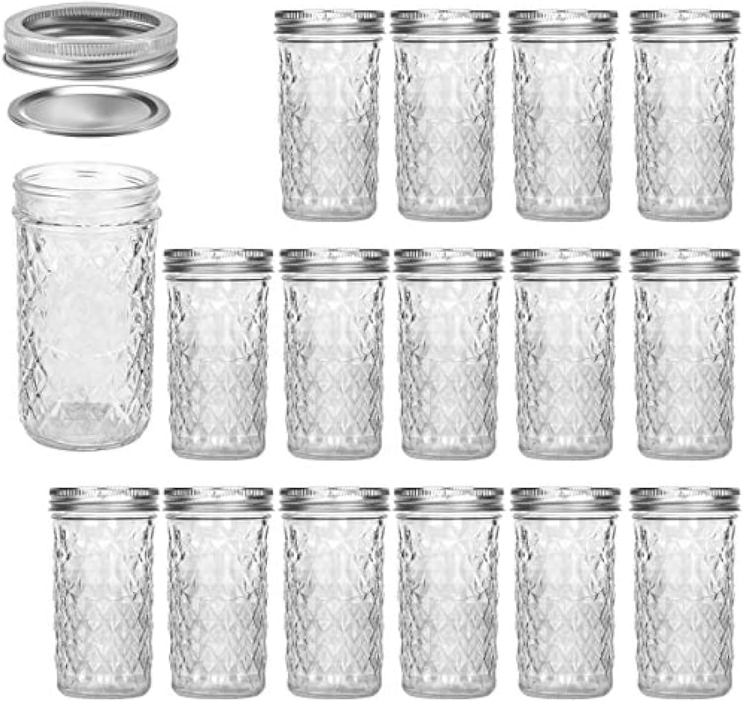12 OZ, Canning Jars Jelly Jars with Regular Lids Ideal Jam Honey Wedding 15 PACK