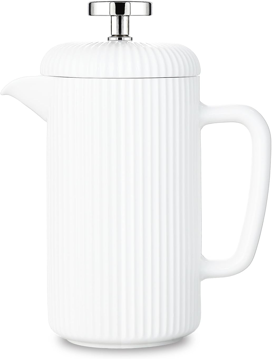 Porcelain French Press 34 Fl Oz, Coffee Tea Maker with Stainless Steel Plunger 1000 Ml, Ivory