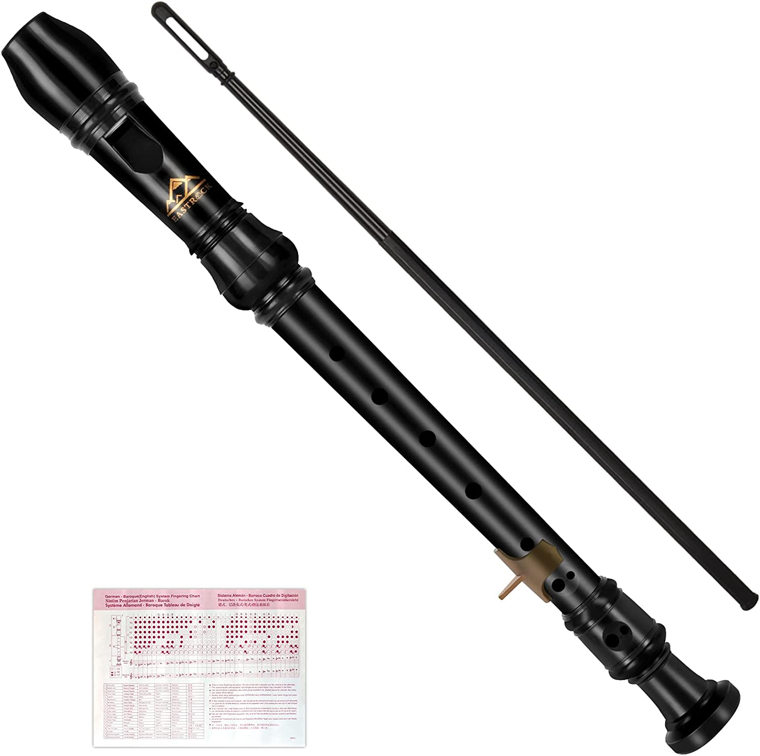 Flauta soprano estilo aleman en do 3 piezas ABS con varilla bolsa y tabla dedos