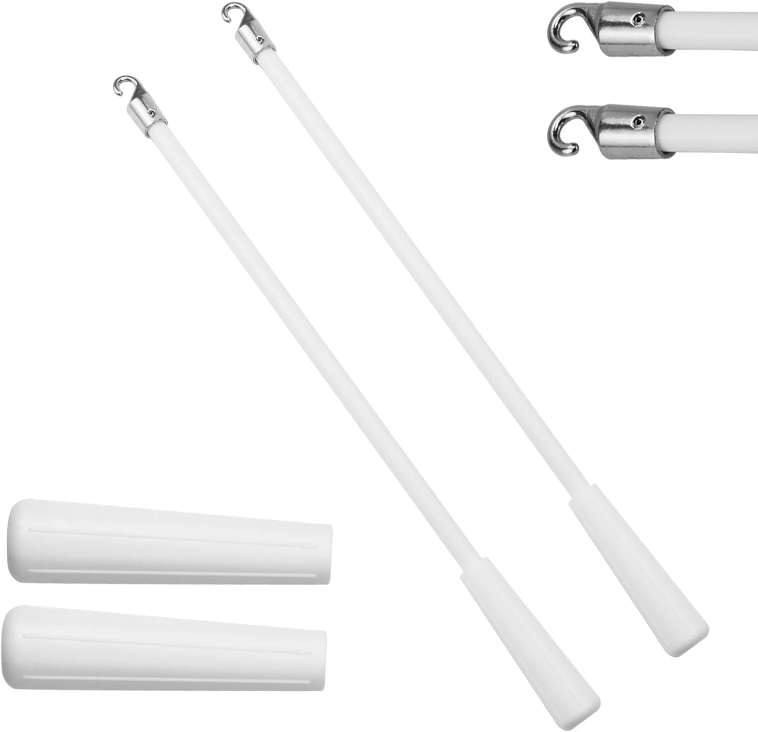 2 PCS 24 Inch Blind Wand, Blind Wand Replacement with Hook, Vertical Blinds Replacement Parts Blinds Stick with Hook for Window