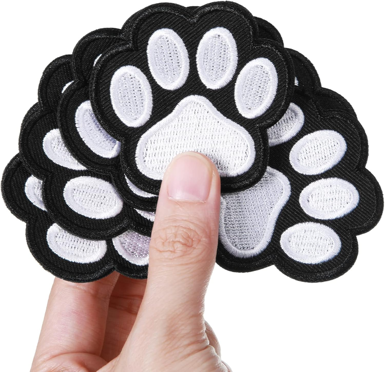 Iron on Patches Paw Print Dog Cat Paw Print Iron on Patches for Clothing Black White Paw Sticker Patches Cute Fabric Stickers Wild Animals Patch DIY Embroidery Sticker Patches (24 Pcs)