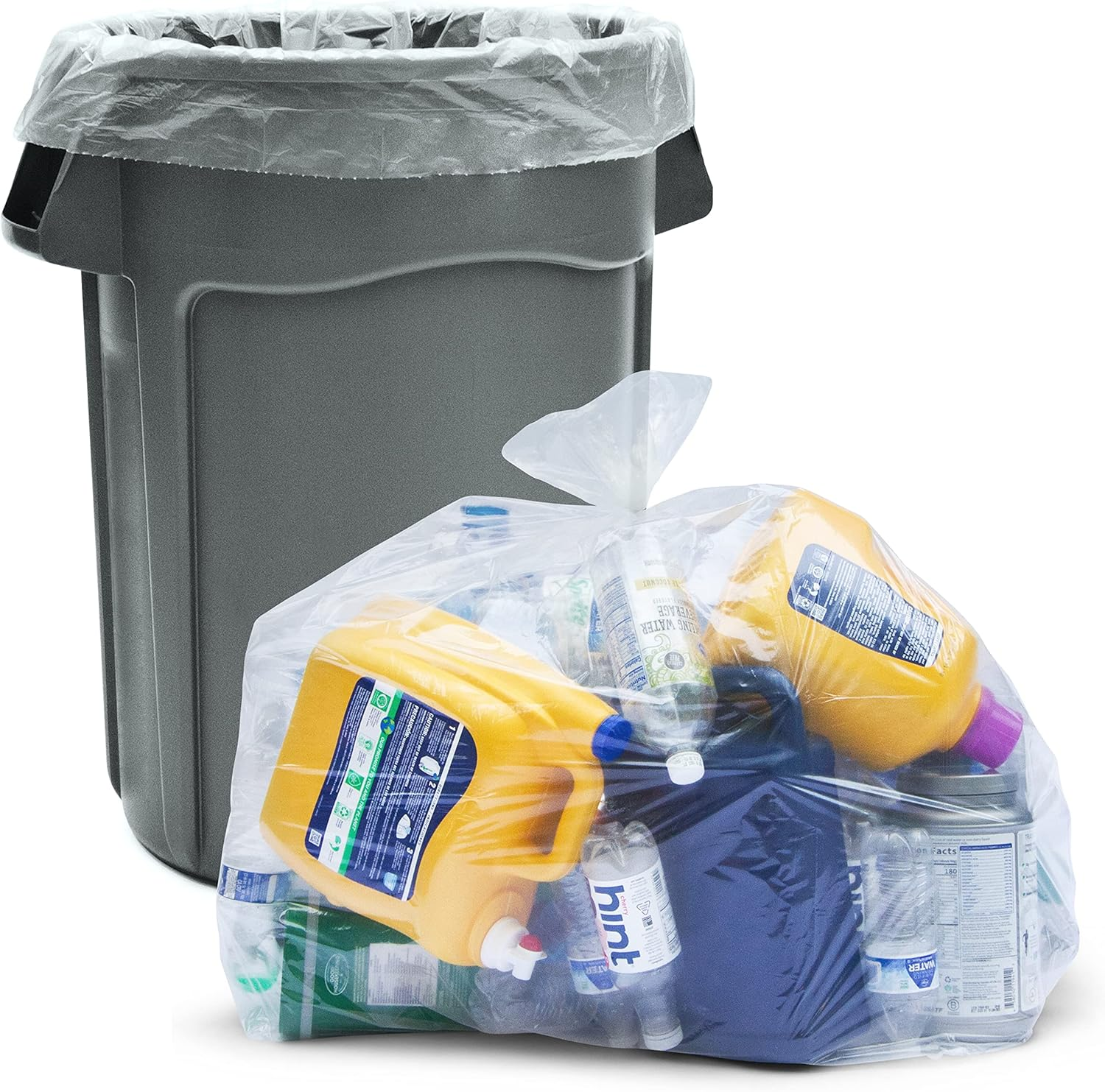 30-33 Gallon Clear Trash Bags Heavy Duty (Value Pack 100 Bags W/Ties) Large Clear Plastic Recycling Garbage Bags. Large Trash Bags 30+, 32 Gallon