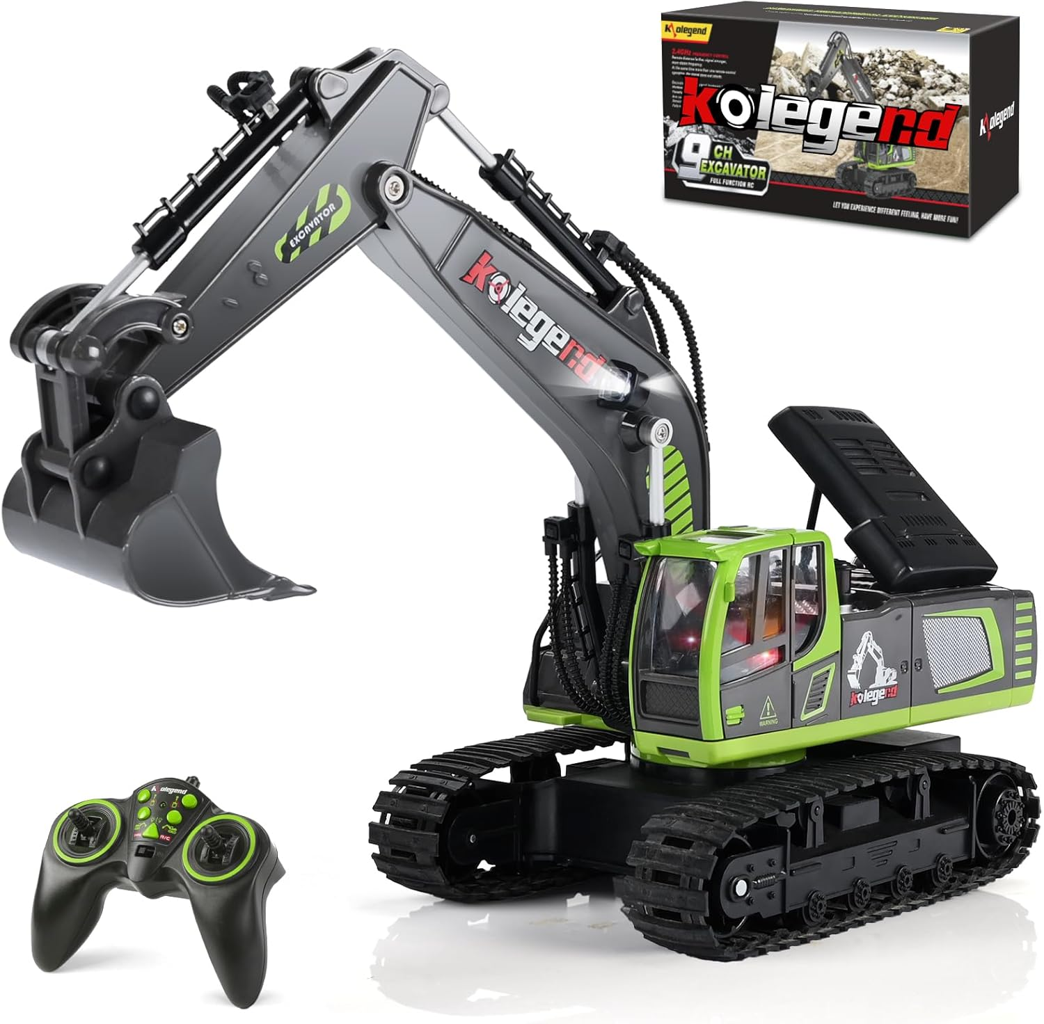 Remote Control Excavator Toy 16 Inch, 11 Channel RC Construction Vehicles Hydraulic Haulers Digger Toys Gift for 6 7 8 9 10 Years Old Kids Boys