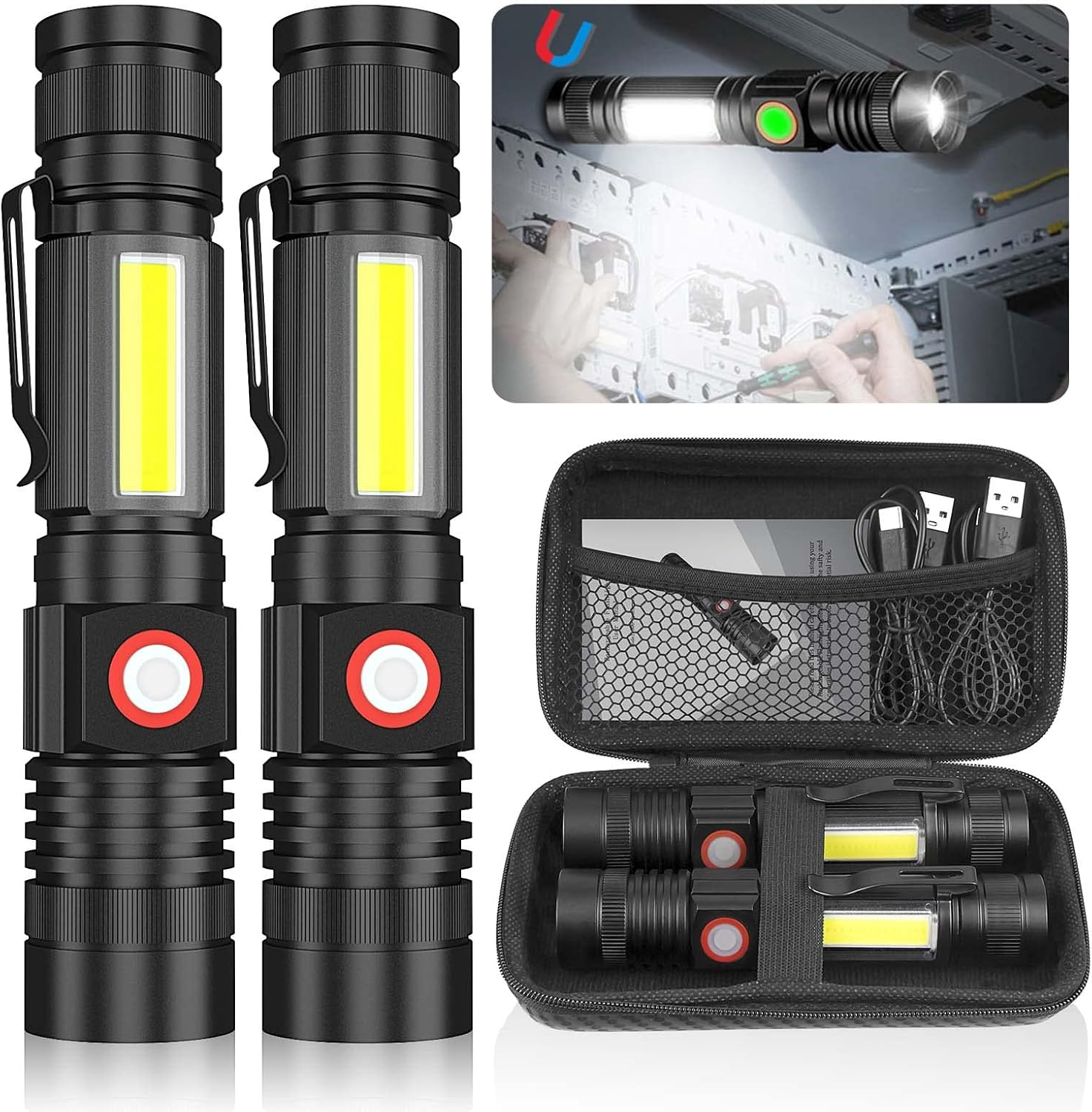 2000 Lumen Rechargeable LED Flashlight Waterproof Zoomable