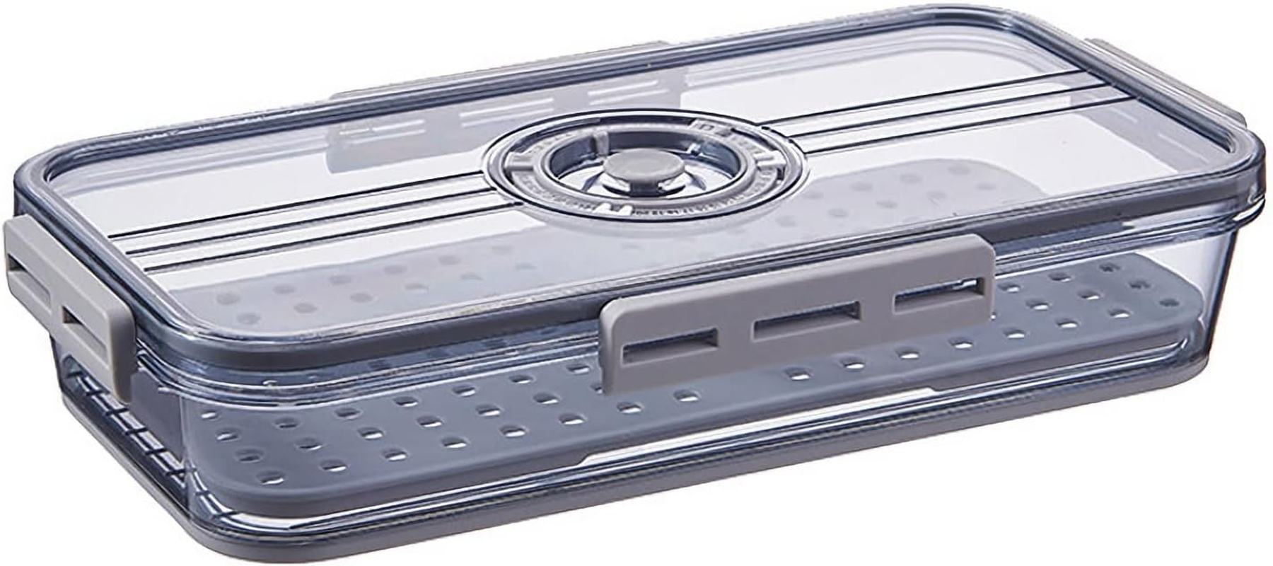 Fridge Produce Saver Food Storage Containers with Removable Drain Tray, Stackable Refrigerator Organizer Fresh Keeper Container with Timer Vented Lid, Produce Fruit Vegetables Storage for Fridge