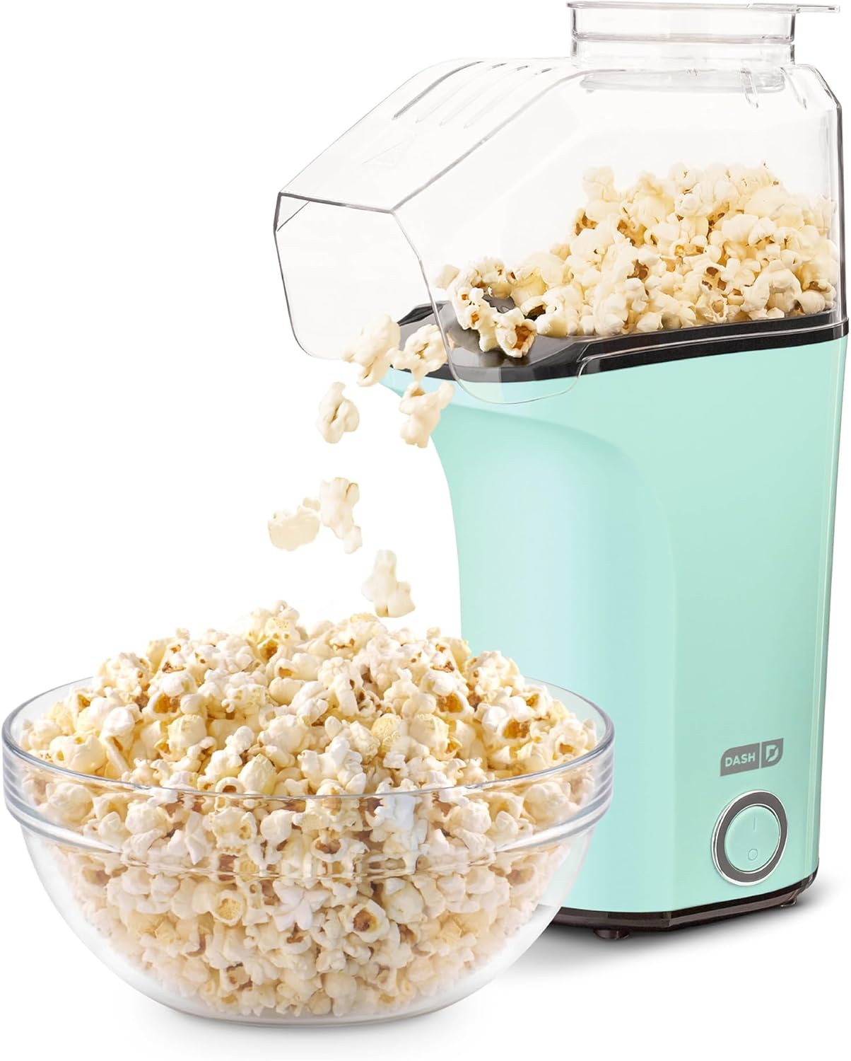 Fresh Pop Popcorn Maker - Oil-Free, Air Popcorn Popper - with Measuring Cup & Recipe Guide - Perfect for Movie Nights - 16 Cups, Aqua