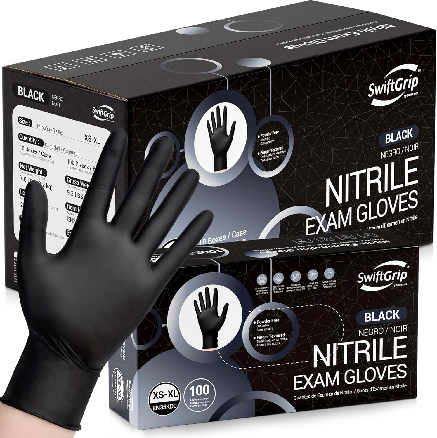 Disposable Nitrile Exam Gloves, Black Nitrile Gloves Disposable Latex Free for Medical, Cooking & Esthetician