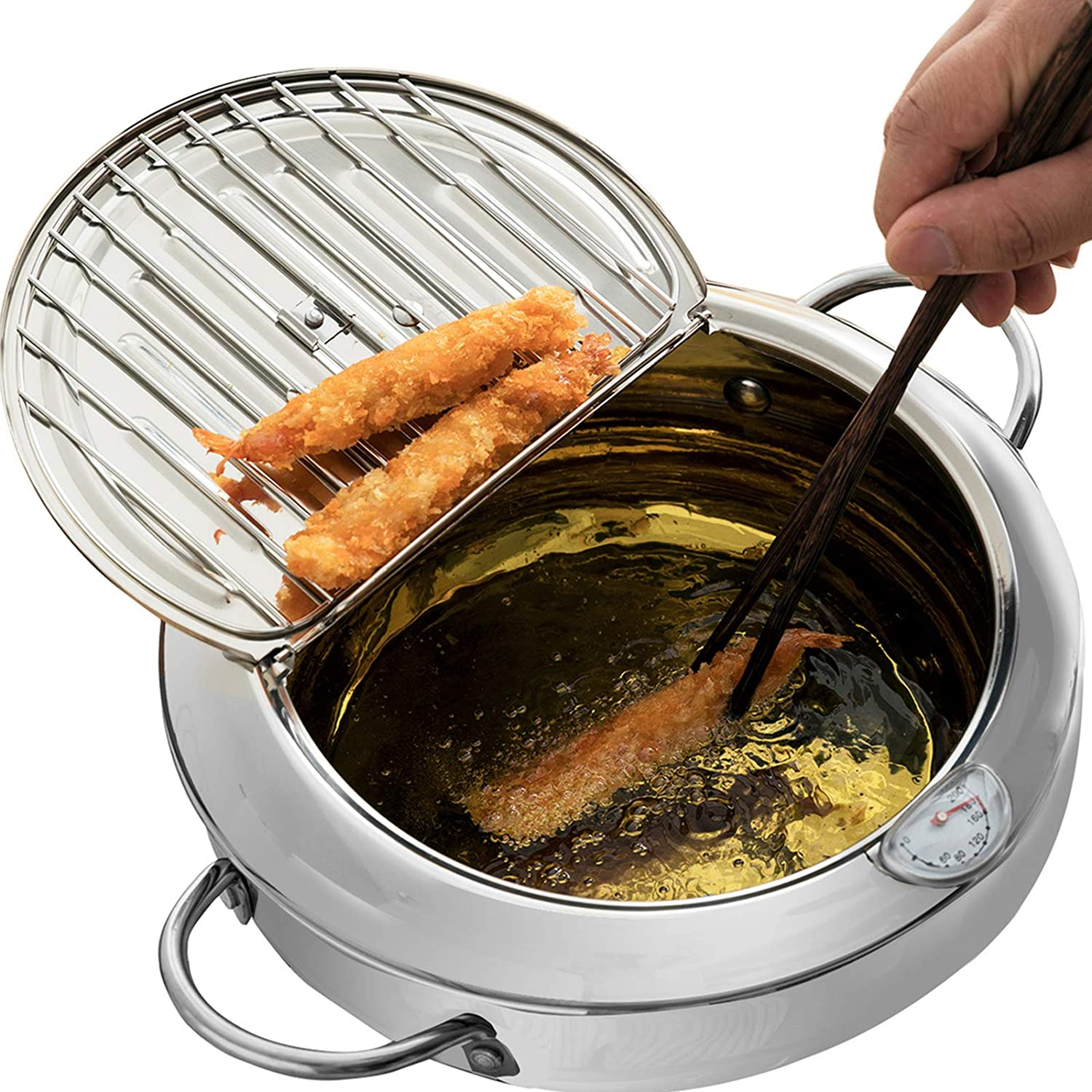 304 Stainless Steel Deep Fryer Pot, Frying Chicken Pot, Tempura Deep Fryer