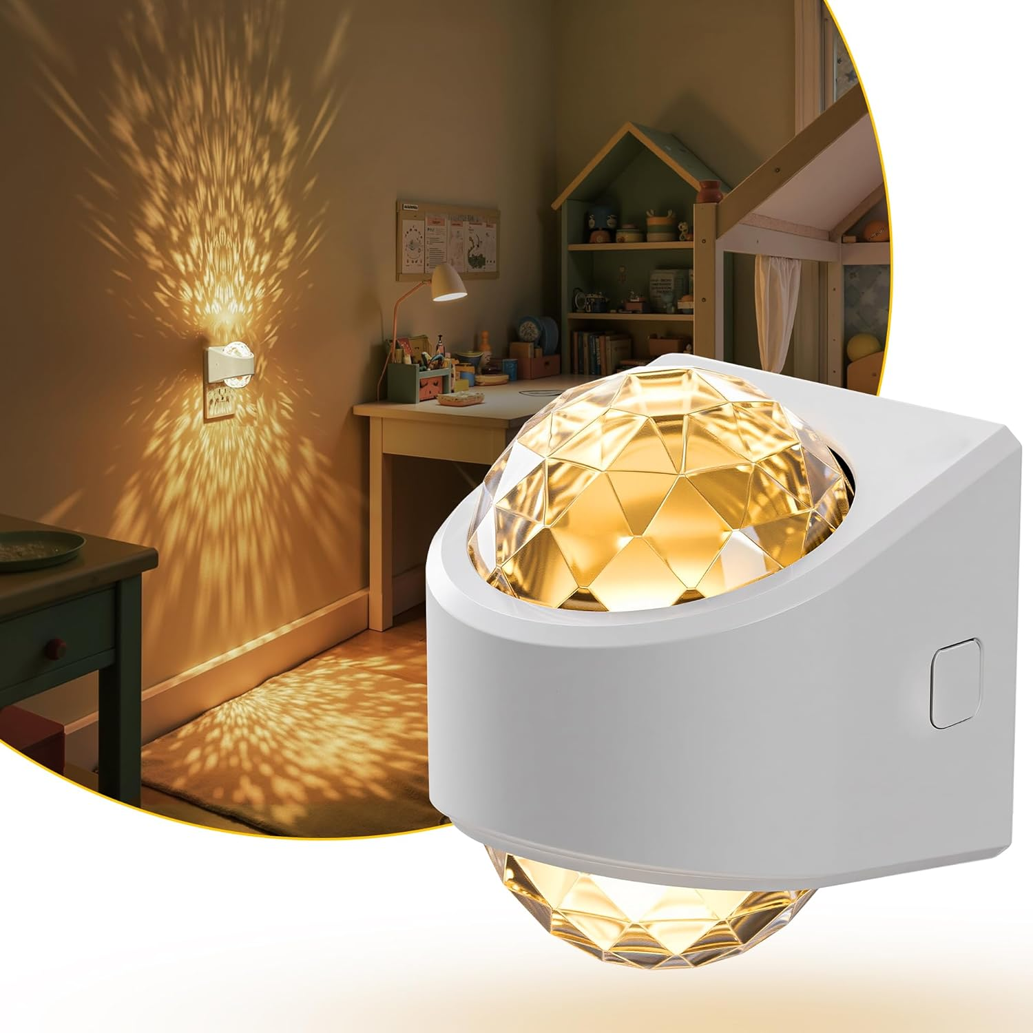 Night Light,Projector Night Light with Dusk to Dawn Sensor,3000K Soft White, Brightness Adjustable,Plug in Nightlight for Bathroom,Bedroom,Hallway,Party,Home Decor