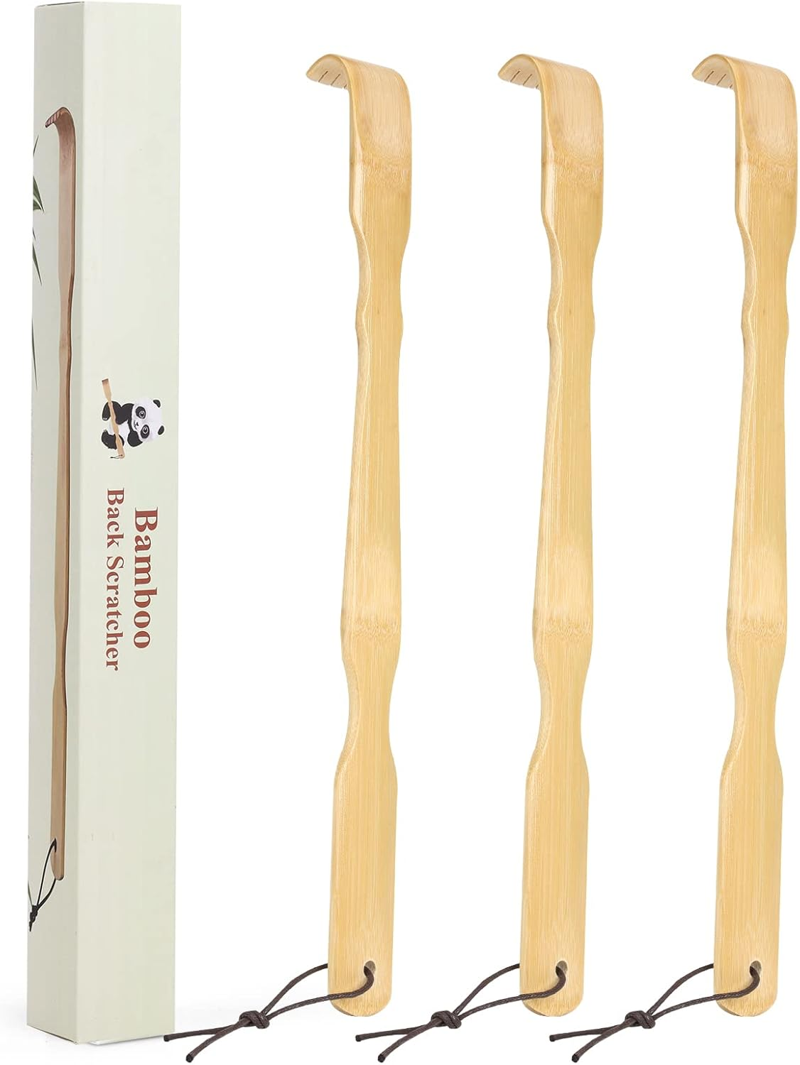 Wooden Bamboo Back Scratcher, 17 Inch Long Handle Back Scratchers for Adults Men Women, with Beautiful Gift Packaging (3 Pack)