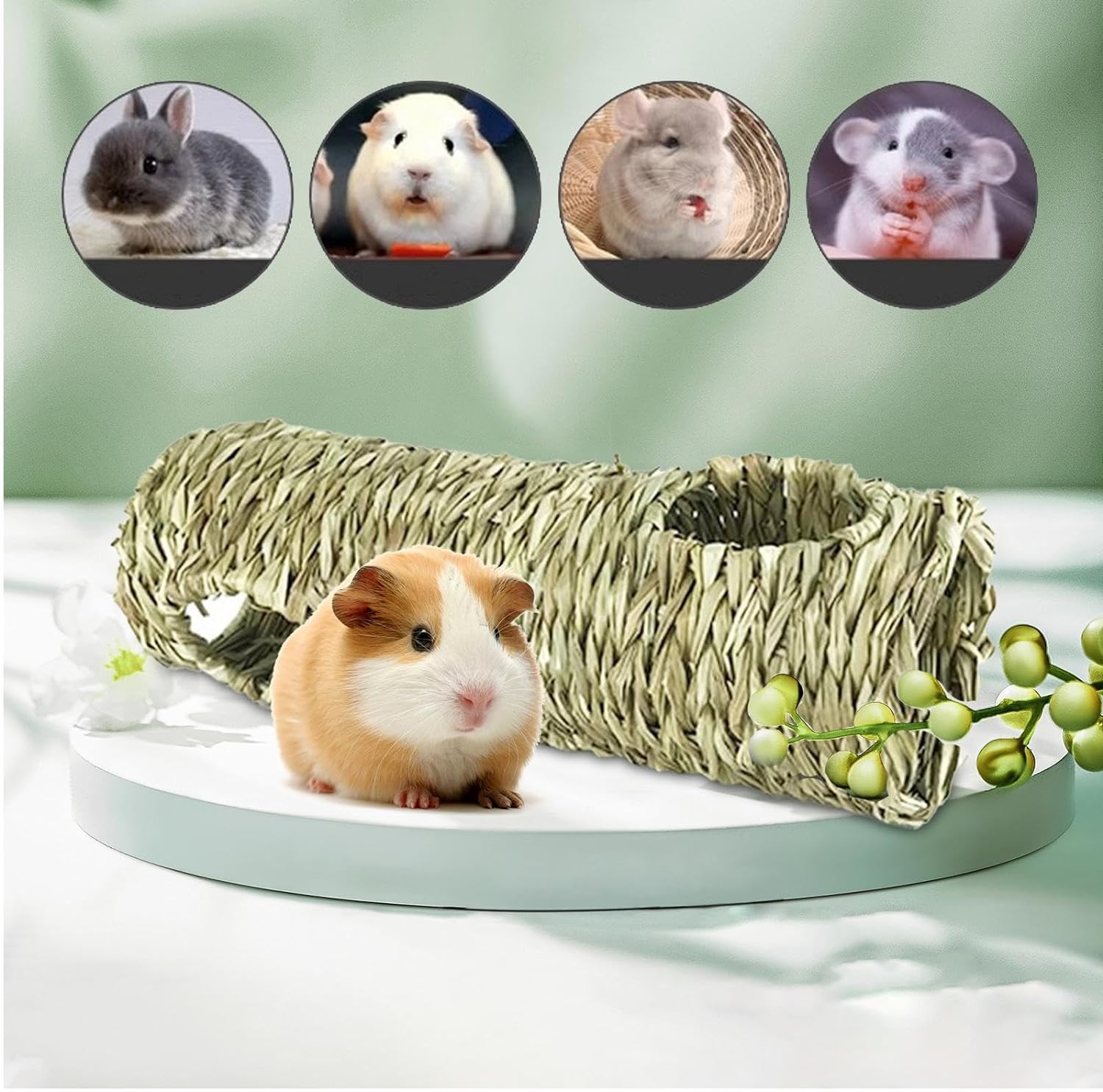 Generic Pet Grass Tunnel Toy Rabbit Tunnel Tube Hut Hay Bed Woven Grass House... - Picture 4 of 9