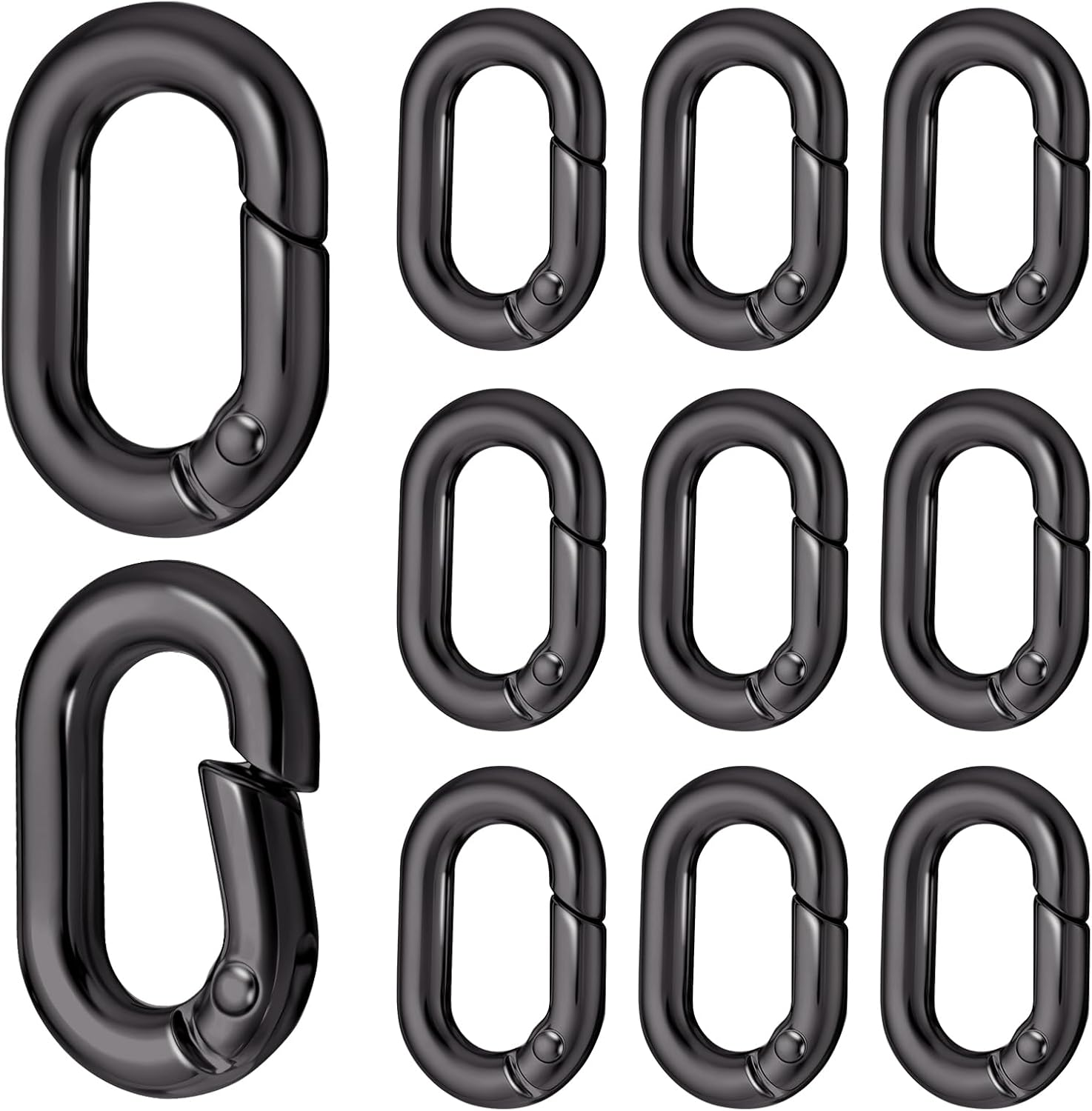 10Pack 1 Inch Small Carabiner Clip, Metal Tiny Oval Carabiner Spring O Rings Hooks, for Lanyard Keychain, Car Key Rings Hook Dog Tag Clips Purse Keychain Replacement