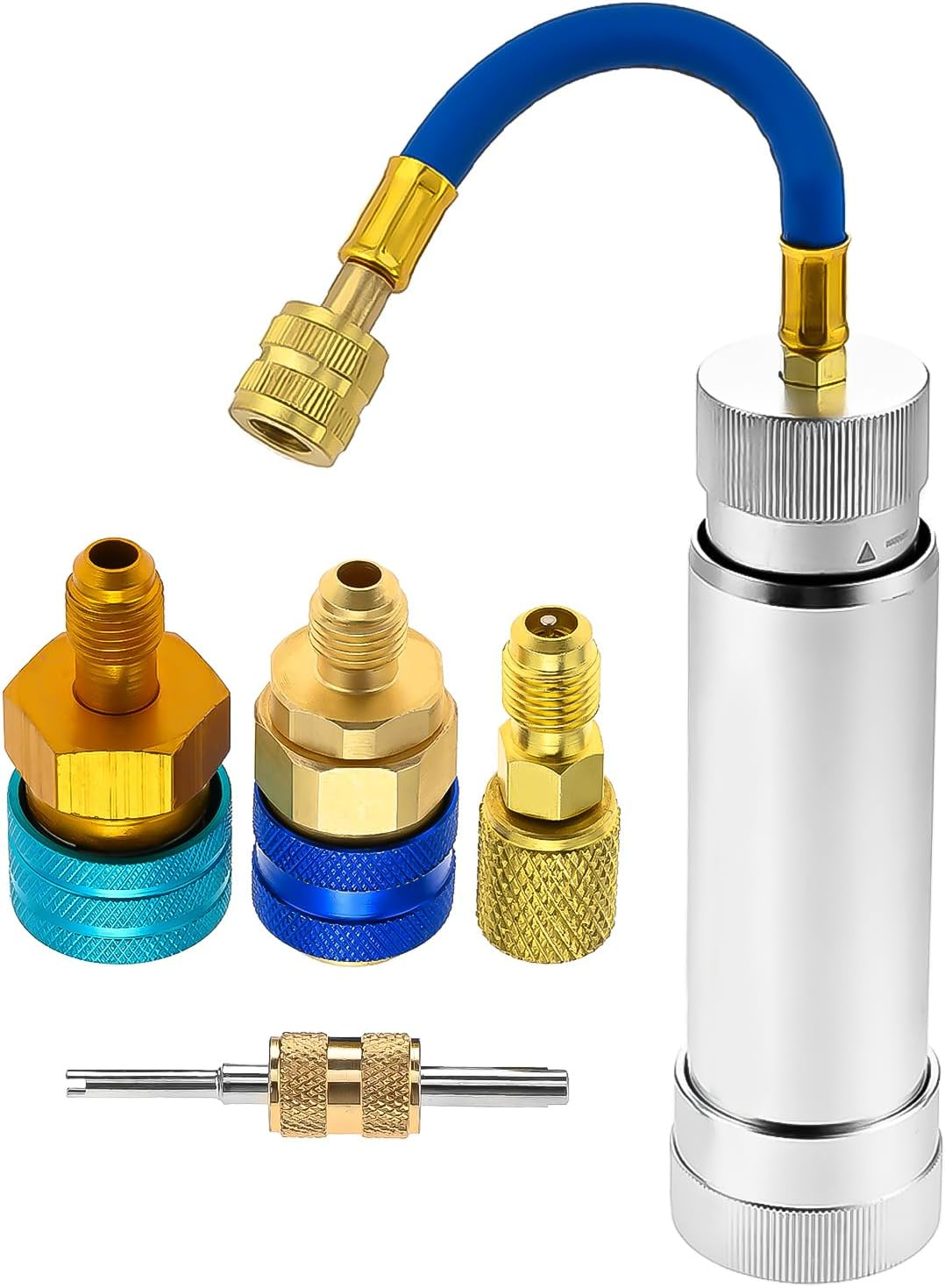AC Oil Injector Kit for R1234YF, R134A, R410A, HVAC Dye Oil Injector Kit with 1/4' SAE Connector, R1234YF & R134A Low Side Quick Couplers, R410A Mini Split Adapter, for R134A R1234YF System