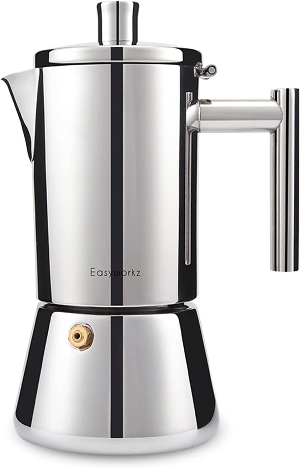Easyworkz Diego Stovetop Espresso Maker Stainless Steel Italian Coffee Machine Maker 12Cup 17.5 Oz Induction Moka Pot