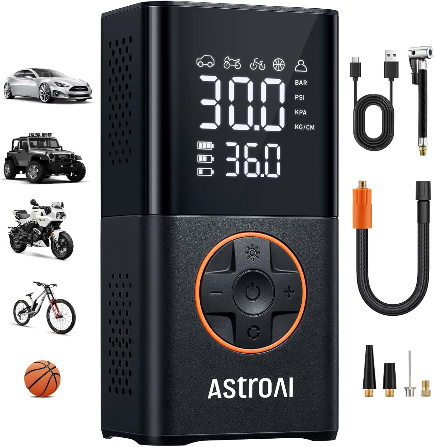 L7 Tire Inflator Portable Air Compressor Cordless Mini Bike Pump With Digital