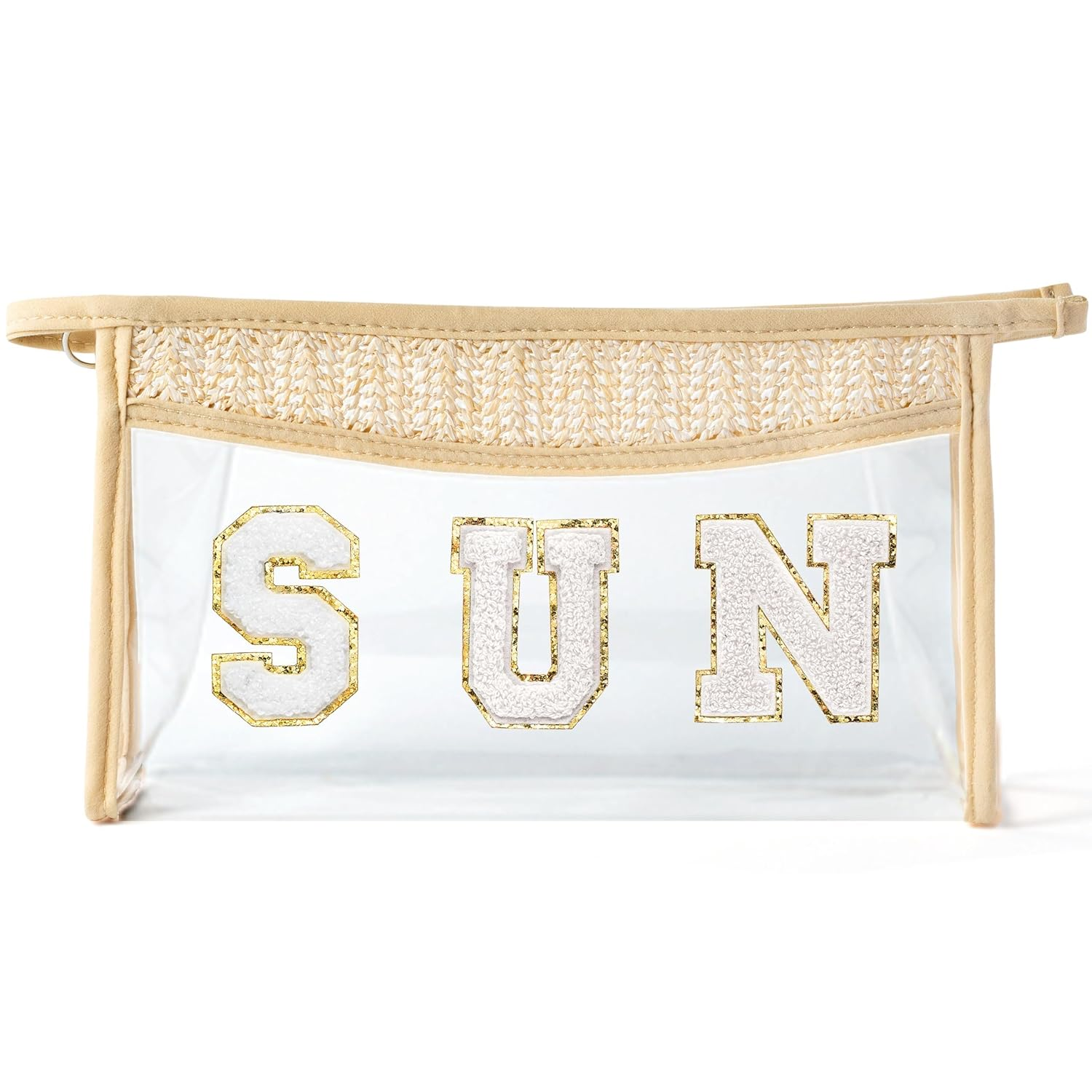 Boho Patch Sun Cosmetic Bag Summer Sunscreen Clear Toiletry Makeup Bag Portable Waterproof Makeup Pouch Travel Summer Beach Pouch Daily Use Zipper Purse for Women Girls Mama Birthday Gifts