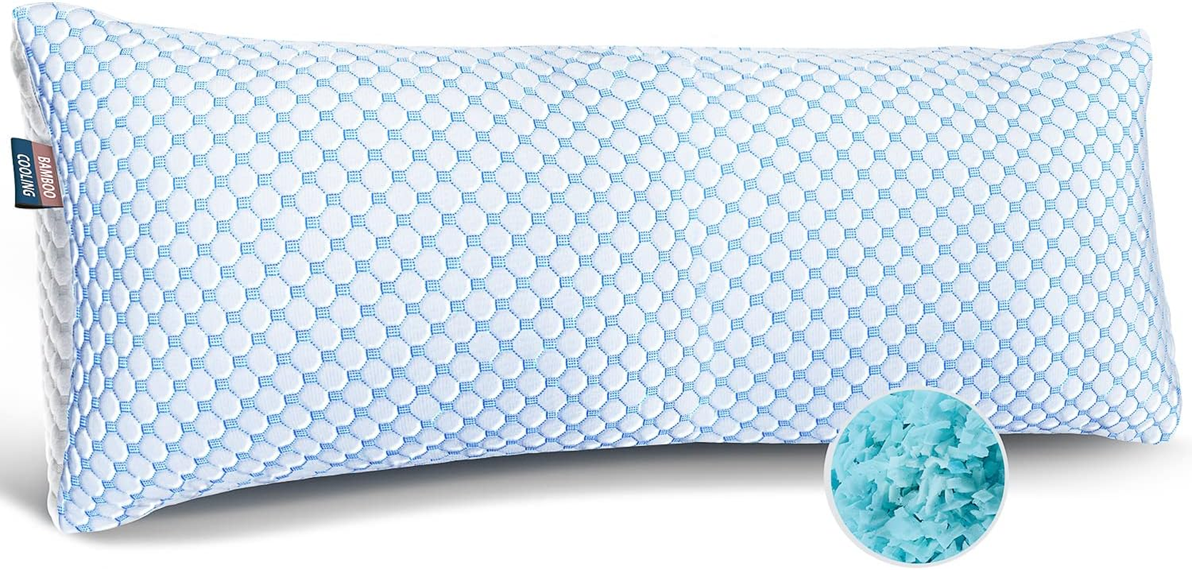 Cooling Body Pillow for Sleeping 1 Pack, Luxury Shredded Memory Foam Body Pillows, Adjustable Cold Gel Pillows for Hot Sleepers, Supportive Long Pillow for Bed Side Back Stomach Sleepers