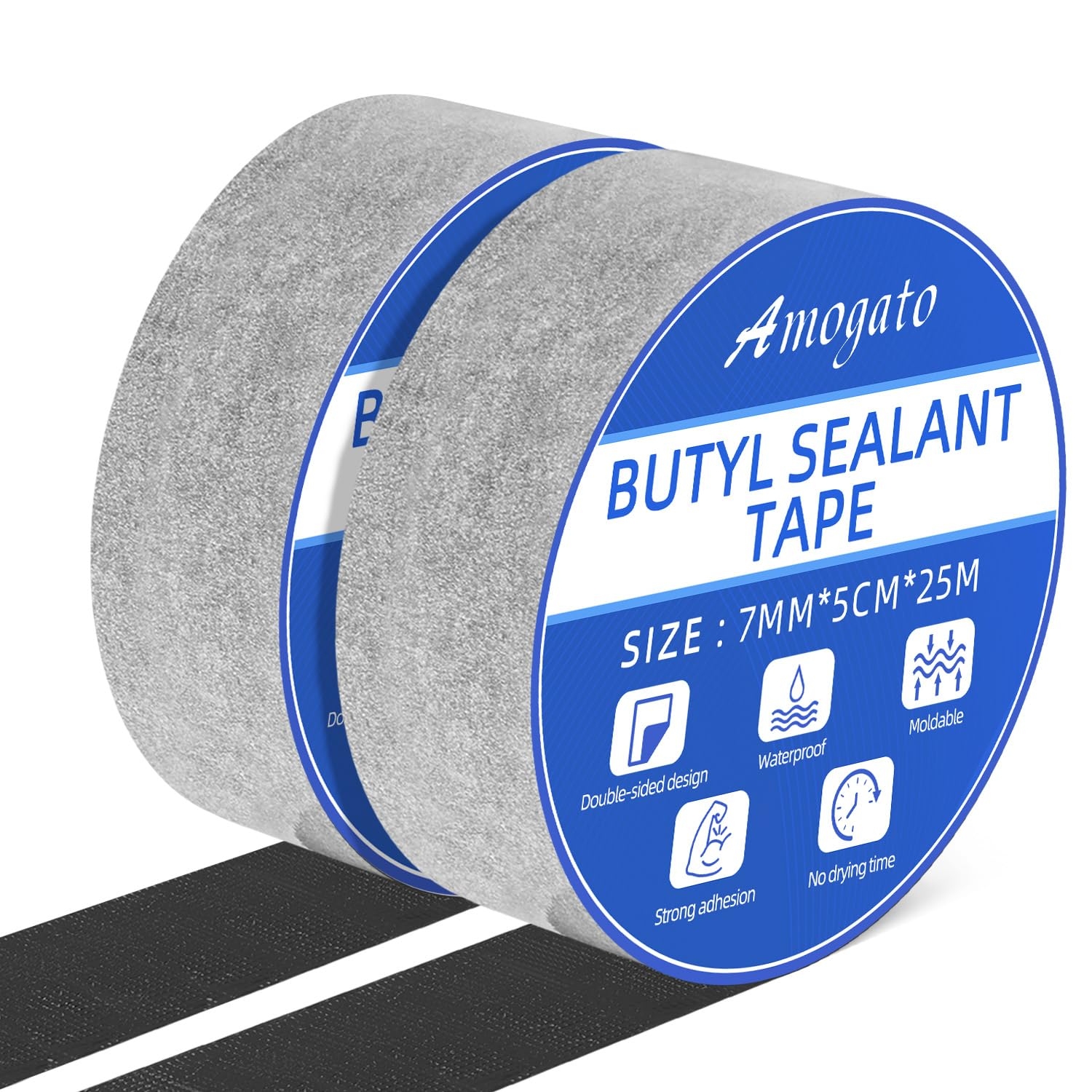 2 Pack Double Sided Black Butyl Sealant Tape, 2" X 82'