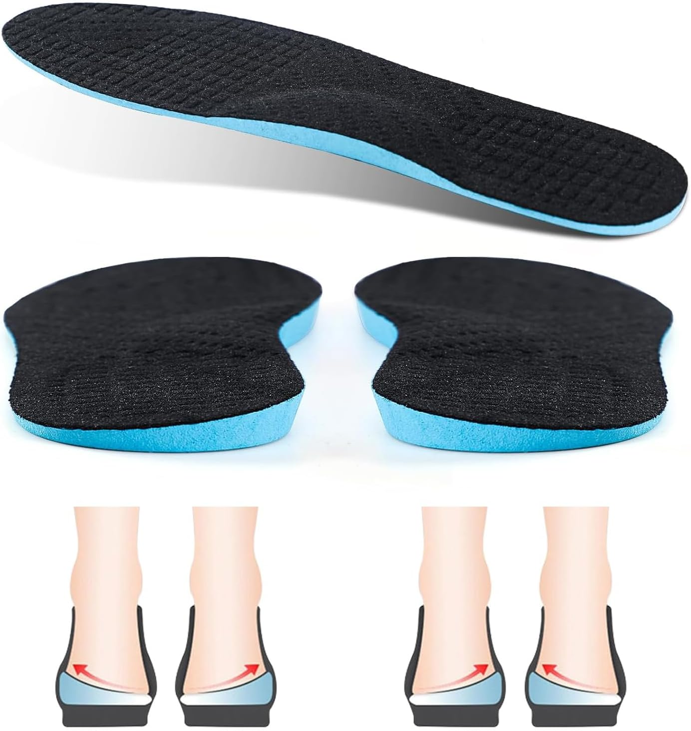 XINIFOOT Pronation Insoles for Men & Women, Plantar Fasciitis Orthotic Insoles for Rectify Flat Feet,O/X Type Legs,Bow Legs,Heel Pain (Color: Pronation Insoles)