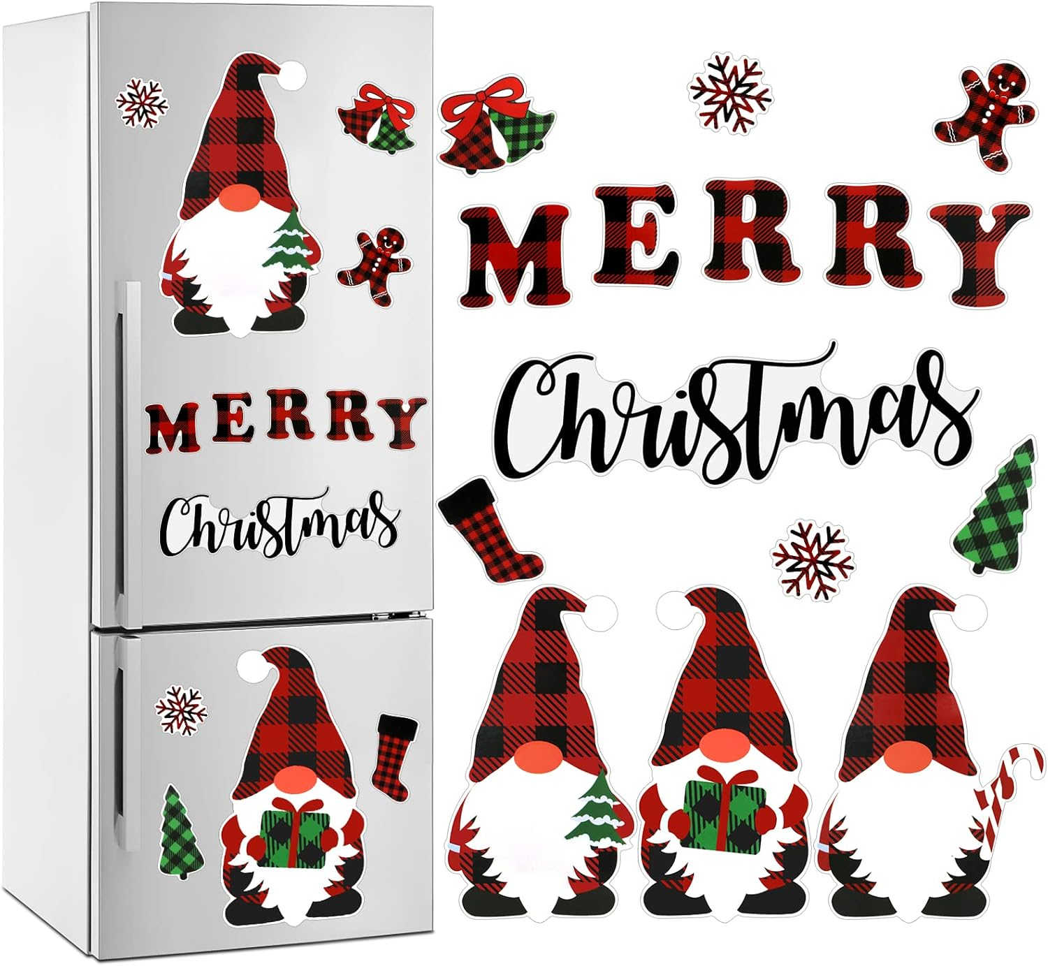 Christmas Gnomes Refrigerator Magnets Holiday Gnome Fridge Magnet Stickers Funny Merry Christmas Magnets Decorations Tomte Gnomes Snowflake Refrigerator Magnets for Fridge, Garage, Cabinets