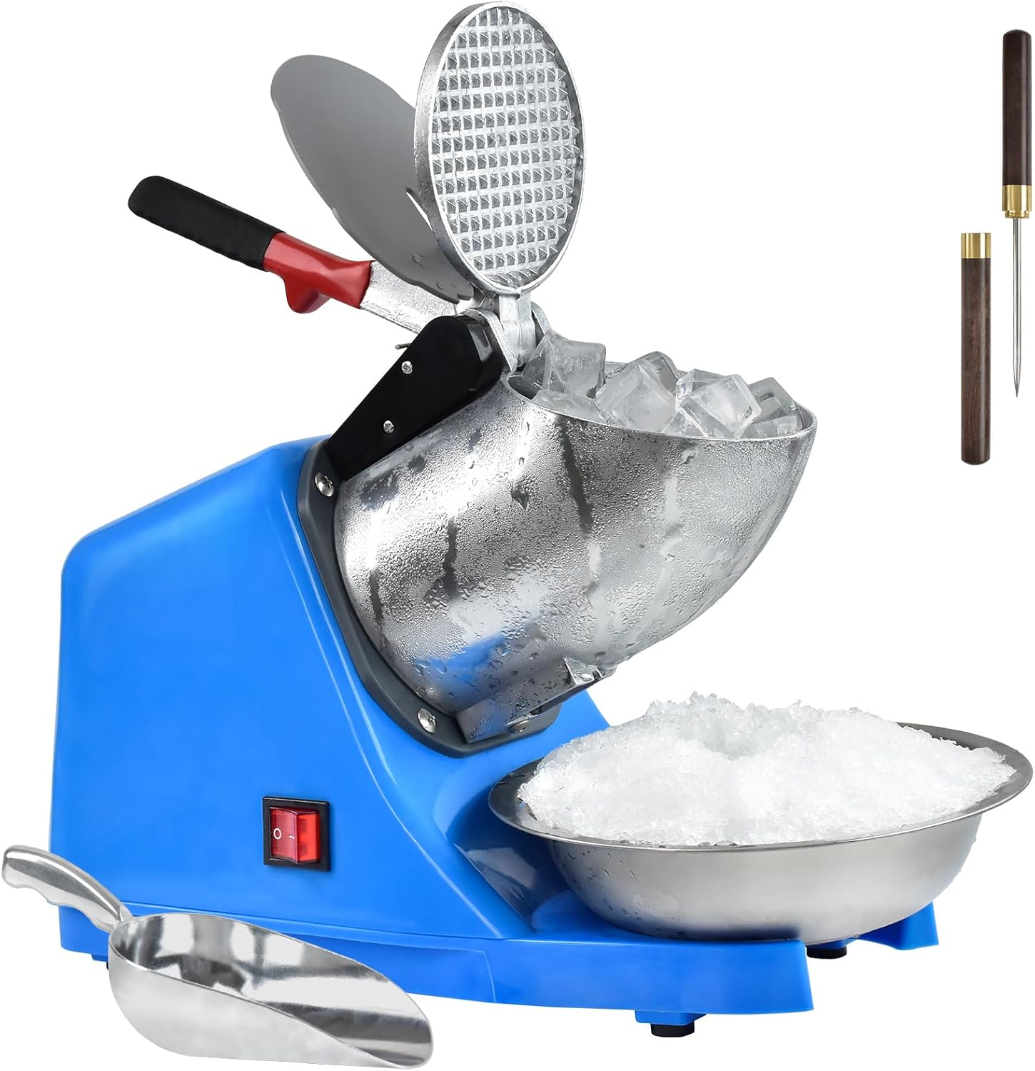 Máquina eléctrica para hacer hielo raspado, con picahielos y pala
