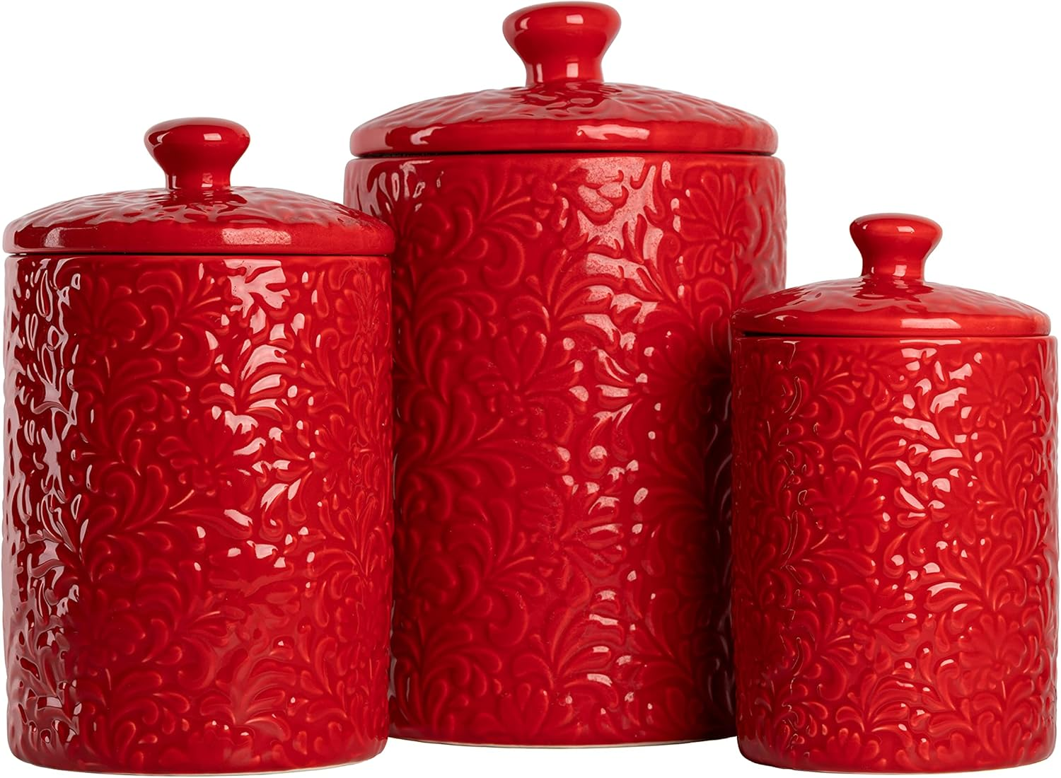 Kitchen Canister Set, Fleur Red, 3 Count (Pack of 1) | eBay