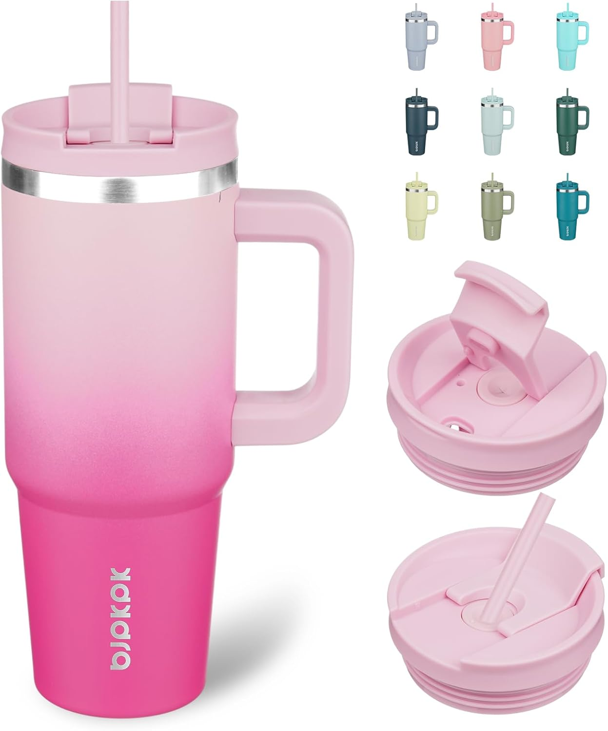 30oz Stainless Steel Insulated Tumbler With Handle And Lid Straw  Coffee Mug Thermal Cup,Cherry Blossom