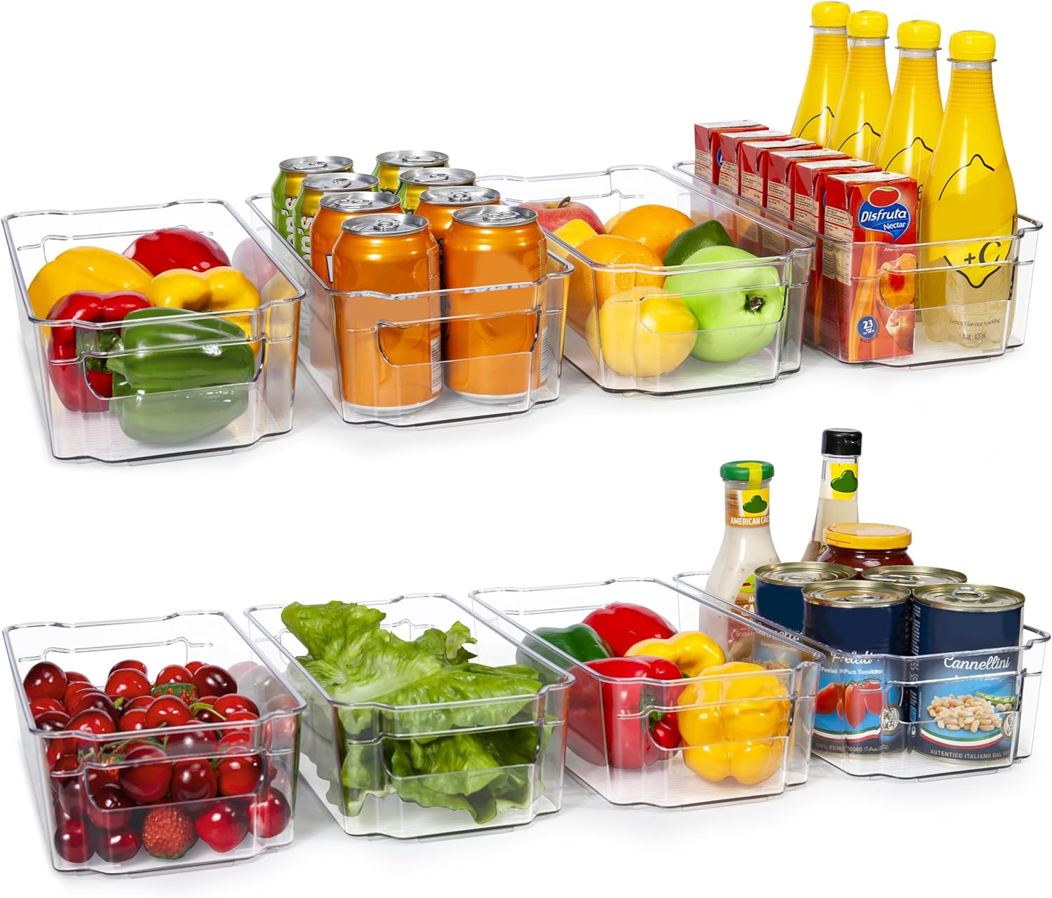 Refrigerator Organizer Bins - 8Pcs Clear Plastic Bins for Fridge, Freezer, Kitchen Cabinet, Pantry Organization, BPA Free Fridge Organizer, 12.5