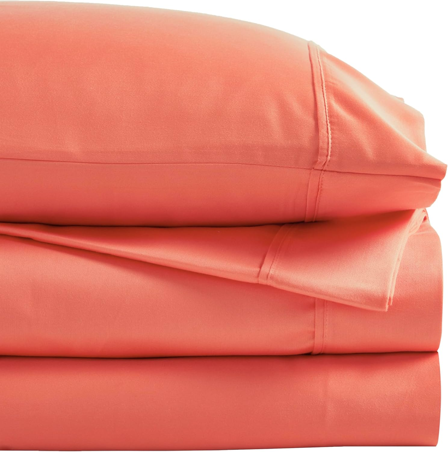 Luxury 1200 Thread Count Cotton Blend Bed Sheet Set, California King, Coral