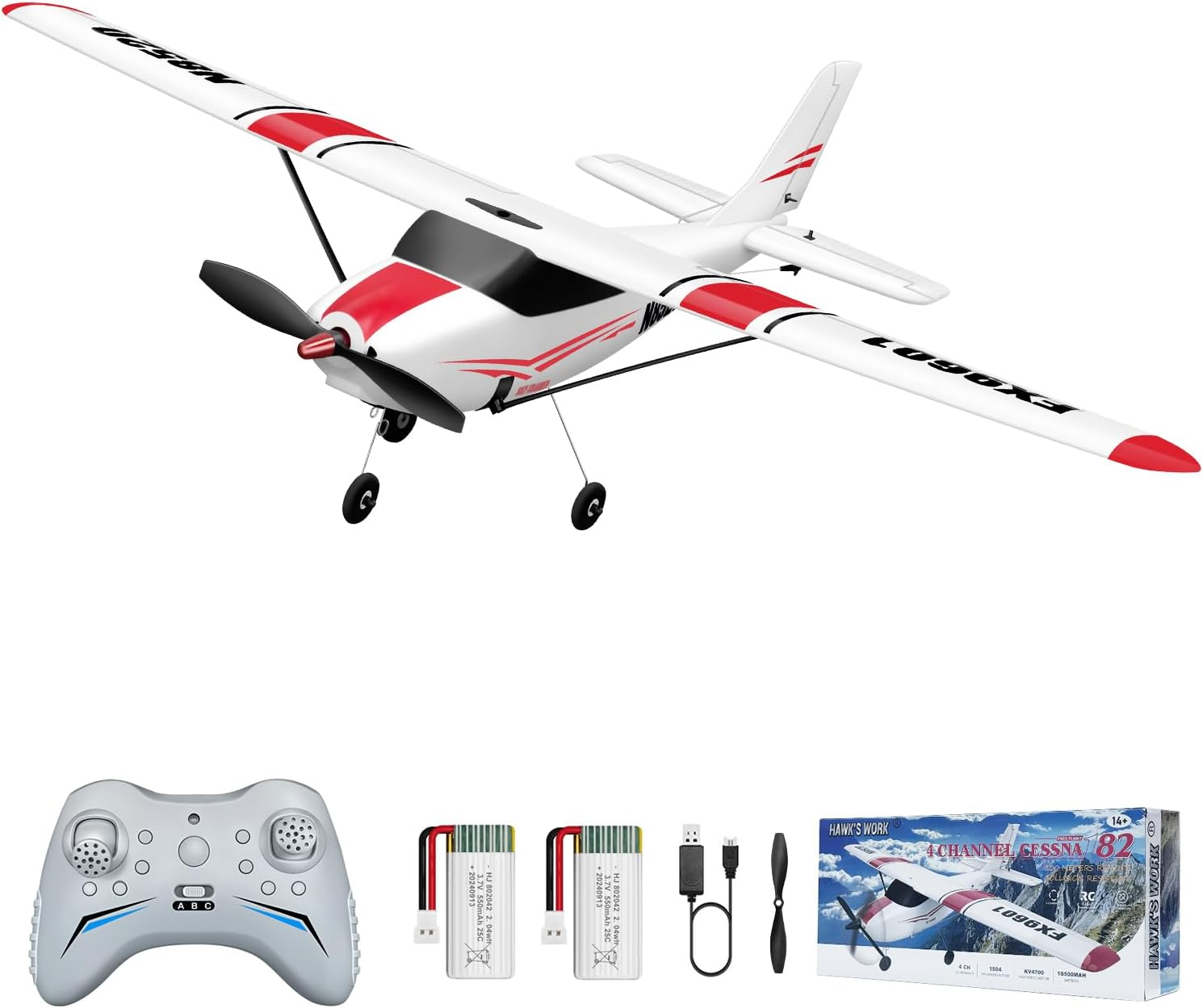 4 Channel RC Plane, Remote Control Airplane Cessna Ready to Fly, Brushless Motor 6-Axis Gyro Stabilizer 3 Flight Mode Stunt Flying, Easy Trainer for Beginner & Kid