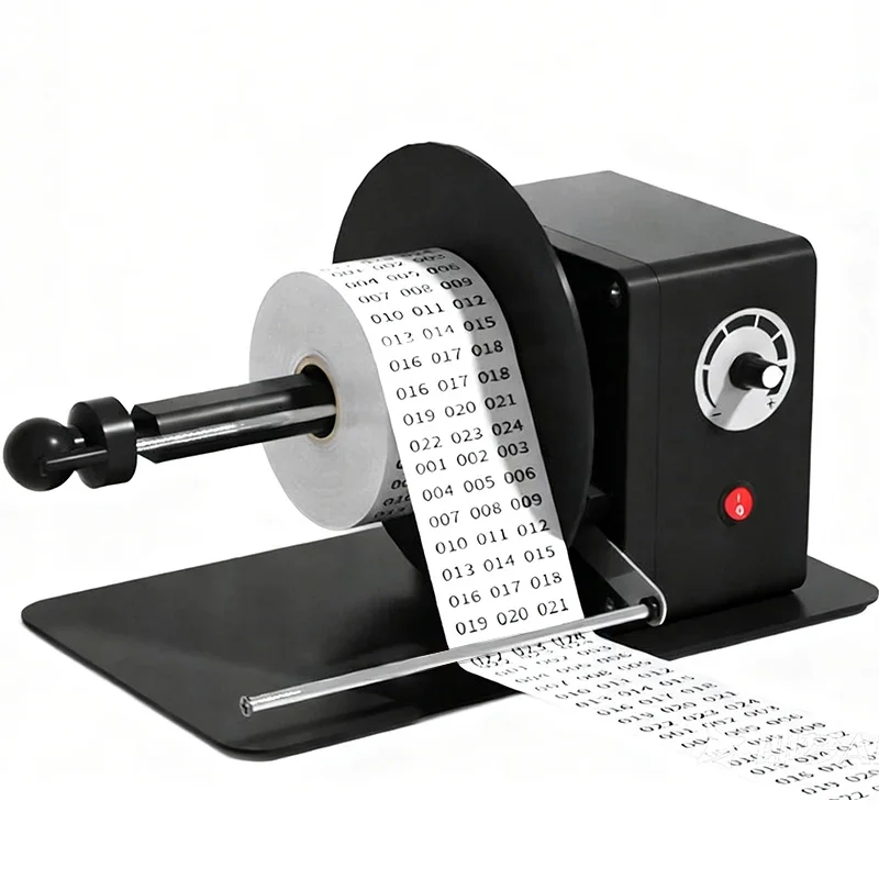 Automatic Electric Label Rewinder Machine High-Speed Sticker Roll Rewind Device for Barcode & Therma Label Printers Adjustable