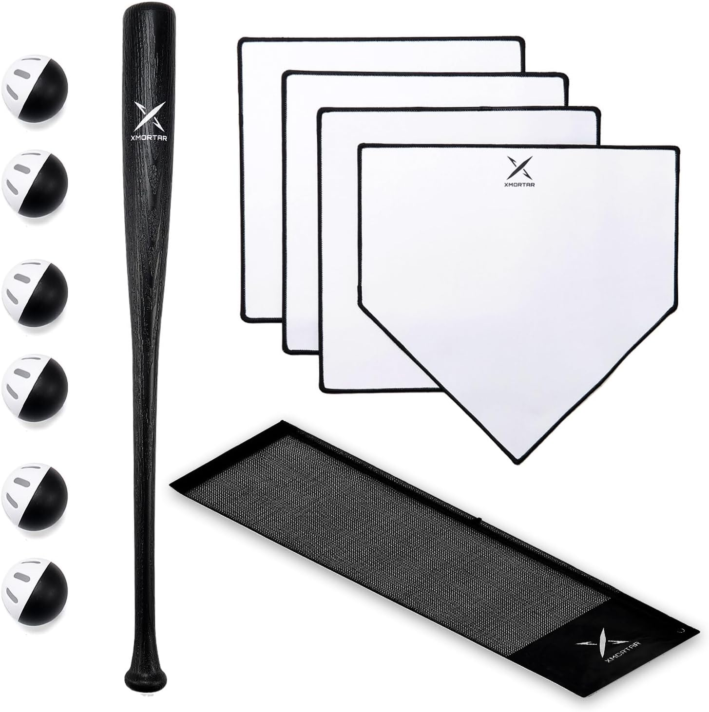 Grand Slam Baseball Bat Set, Includes 1 Plastic Bat, 6 Perforated Balls and 4 Throw down Bases for Youth, Teenagers, Adults