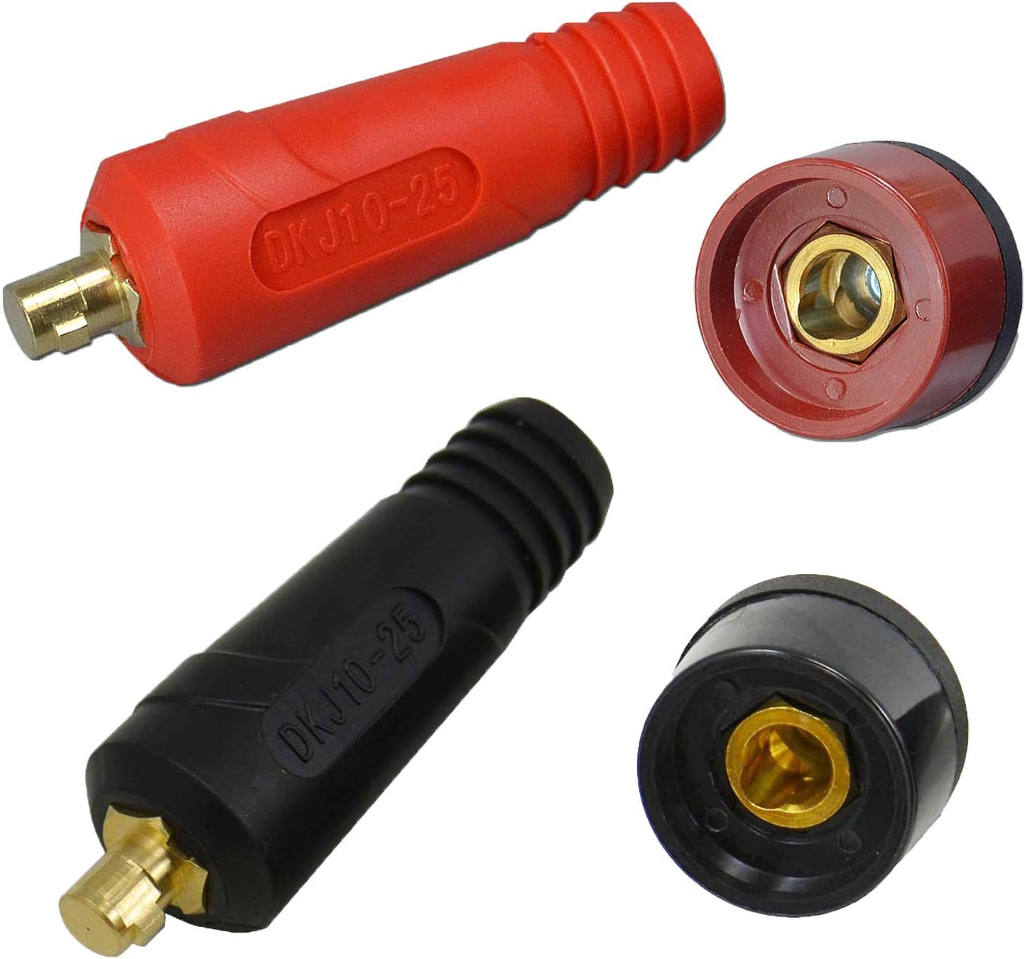 TIG Welding Cable Panel Connector Plug & Socket Set 315Amp 4Pcs Red & Black