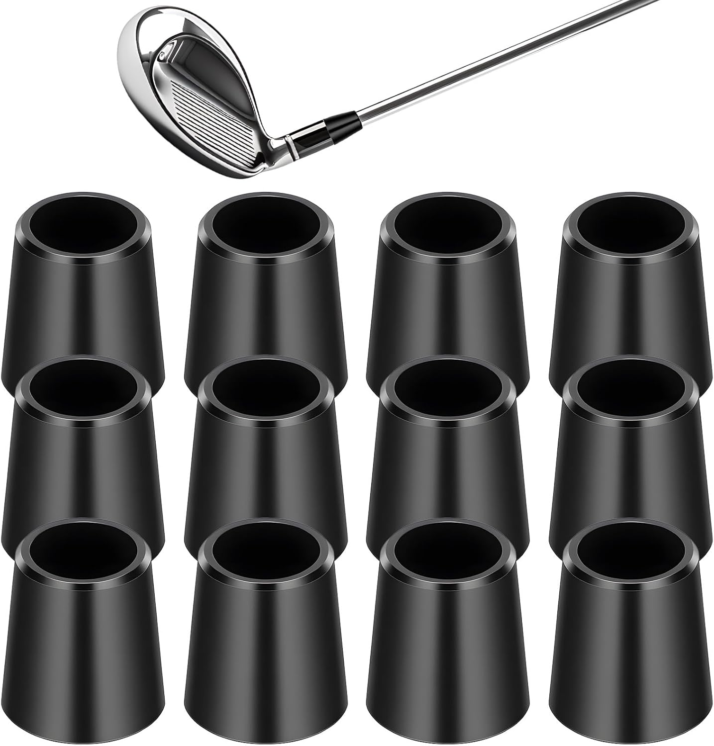 12 Pack Golf Iron Ferrules .355 Golf Ferrules for Taper Tip Iron Black Golfs Club Ferrule for Irons Shaft