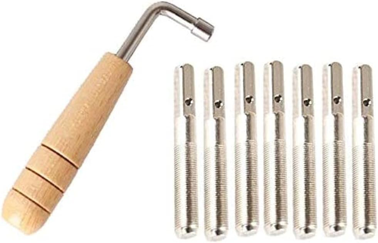 Liyafy 7Pcs Tuning Pins with L-Shape Tuning Wrench for Lyre Harp Strings and Other Primitive Stringed Instruments