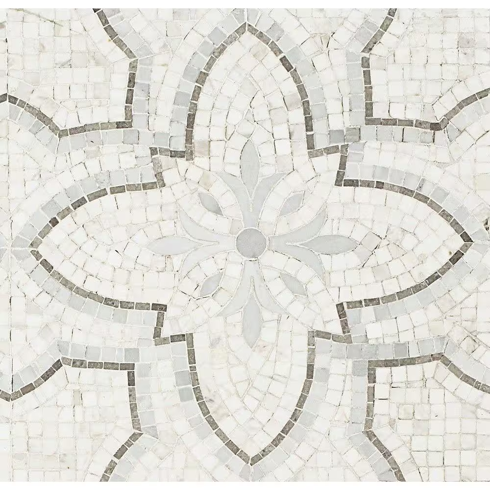 Garden White Gray 12 In. X 12 In. X 10 Mm Marble Mosaic Tile