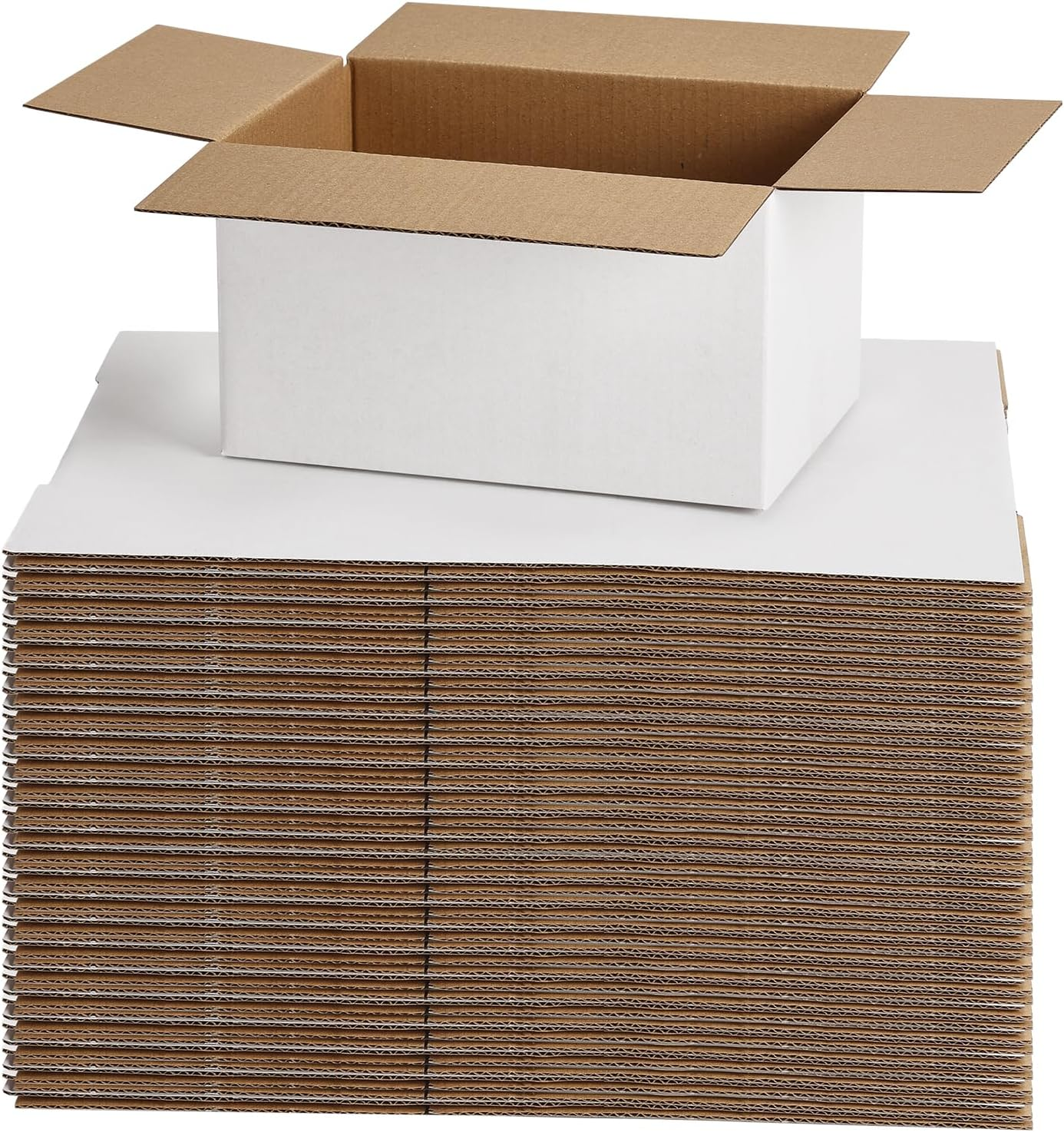 7X5X4 Shipping Boxes for Small Business,40 Pack White Corrugated Cardboard Box for Packaging, Mailing, Storage