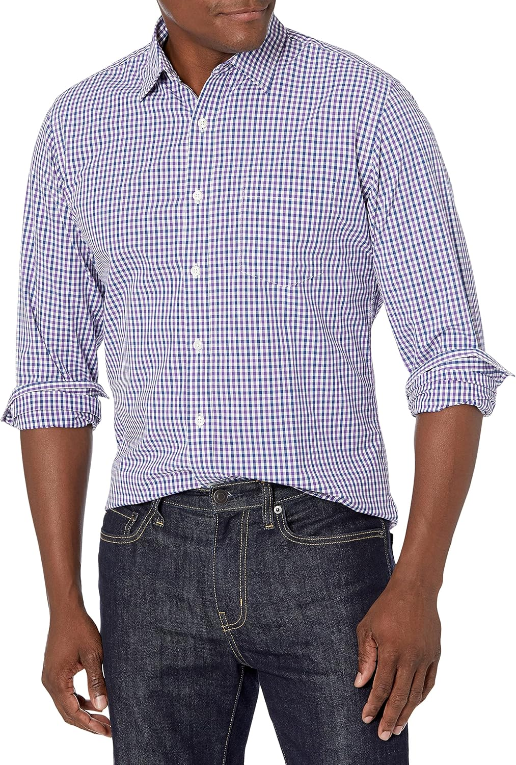 Amazon Essentials Men'S Regular-Fit Long-Sleeve Casual Poplin Shirt