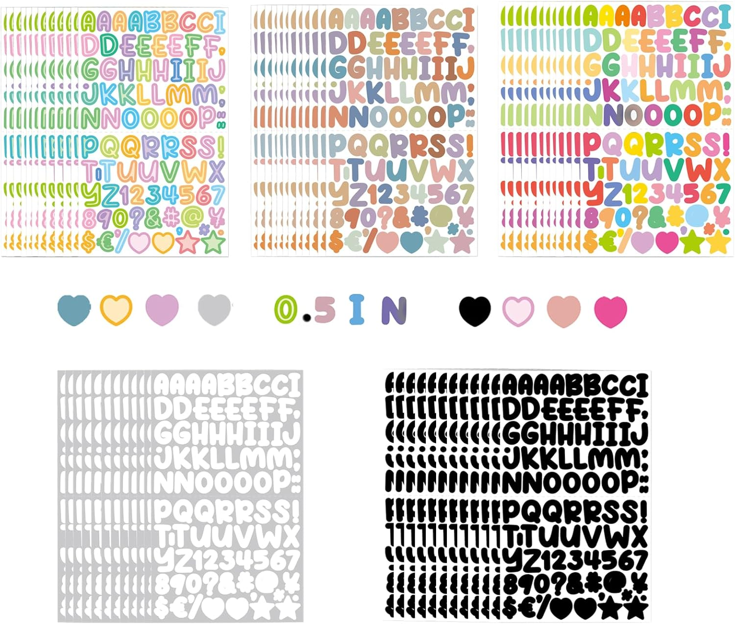 5400 Letter Stickers 60 Sheets Alphabet Stickers 0.5In Vinyl Self-Adhesive Number Alphabet Stickers, Mailbox Numbers Labels DIY Crafts Art Making, Decals for Sign,Notebook, Classroom Decor, Door