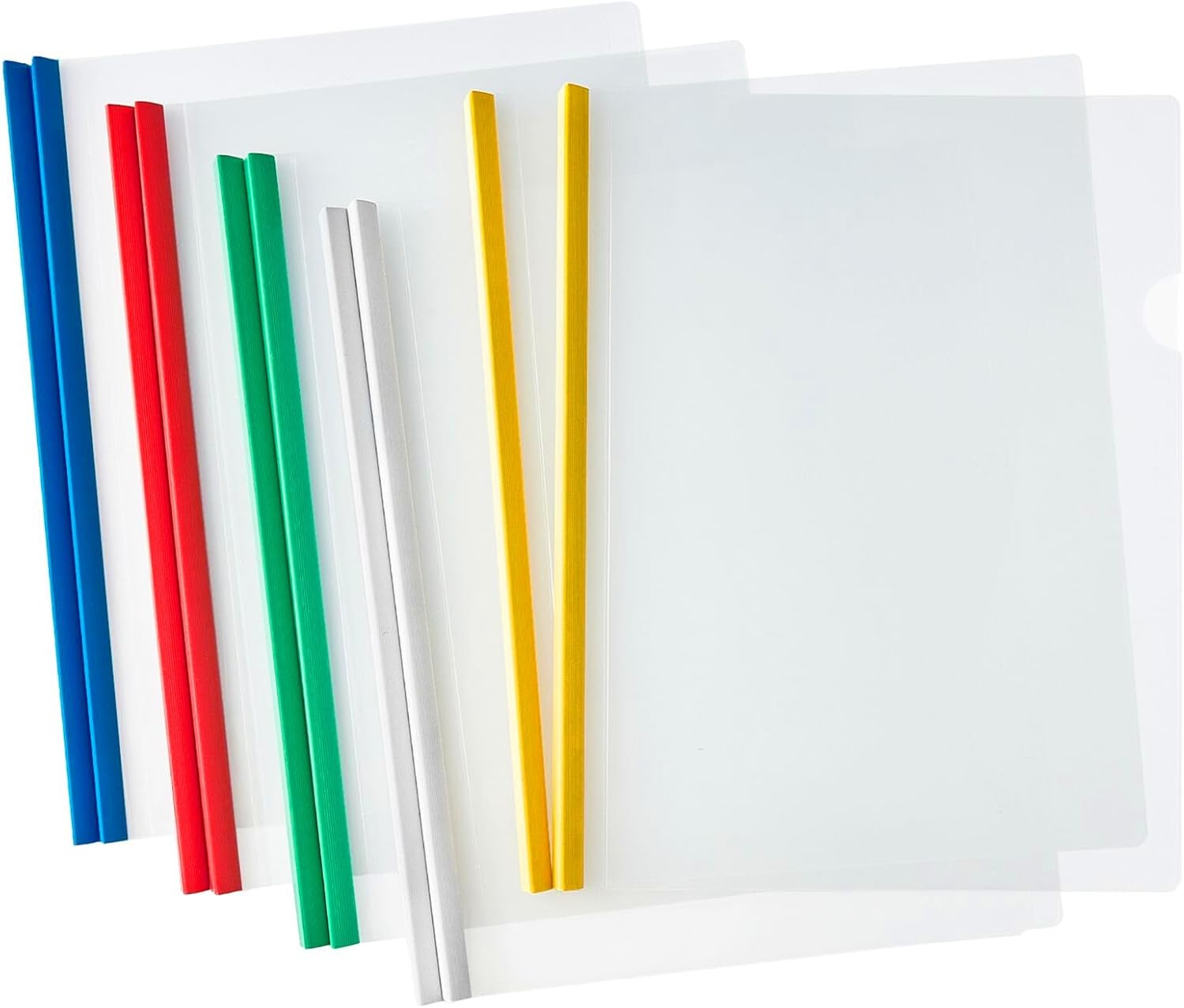 10Pcs Clear Report Covers with Sliding Bar, Plastic Binder Paper Protector, Report Folders with Clear Cover for Resume Portfolio Presentation File Documents, 5 Colors