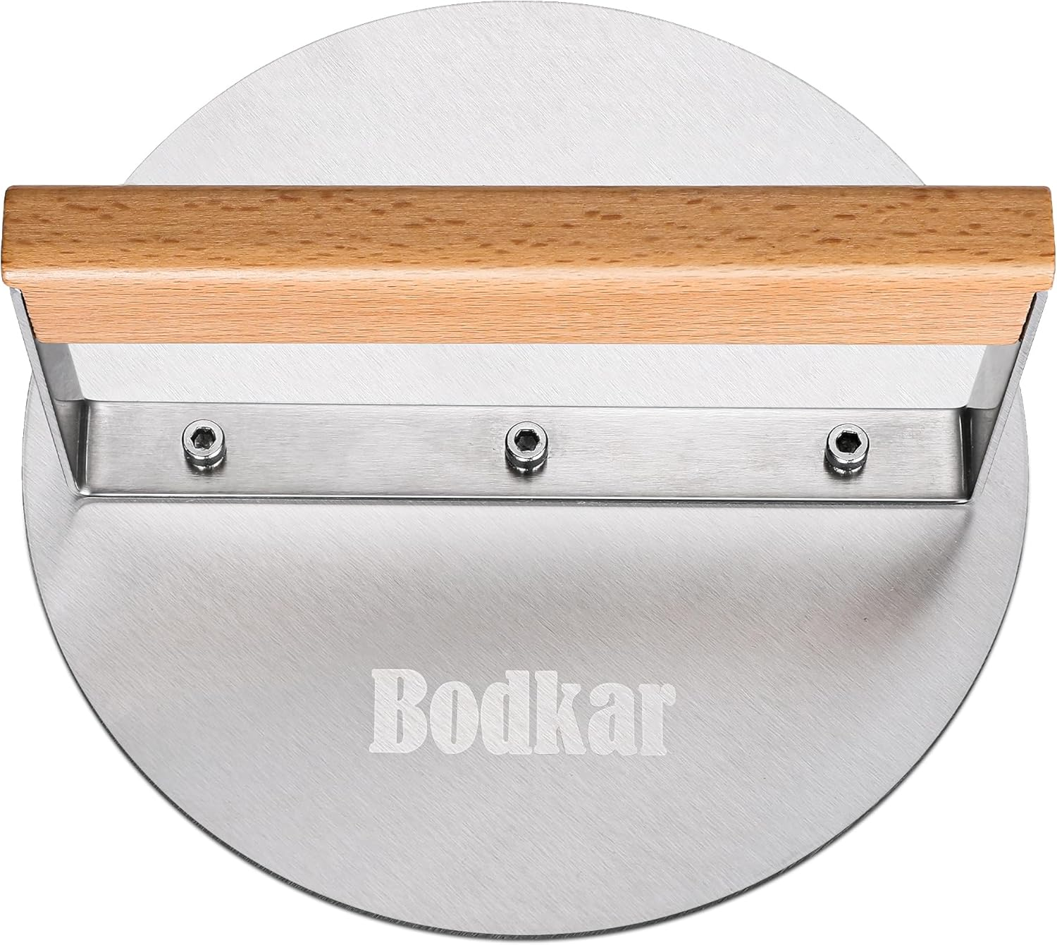 Stainless Steel Burger Press, 6 inch Round Burger Smasher Round Hamburger Press with Wood Handle, Grill Press Meat Flattener Tool for Flat Top Griddle Grill Cooking