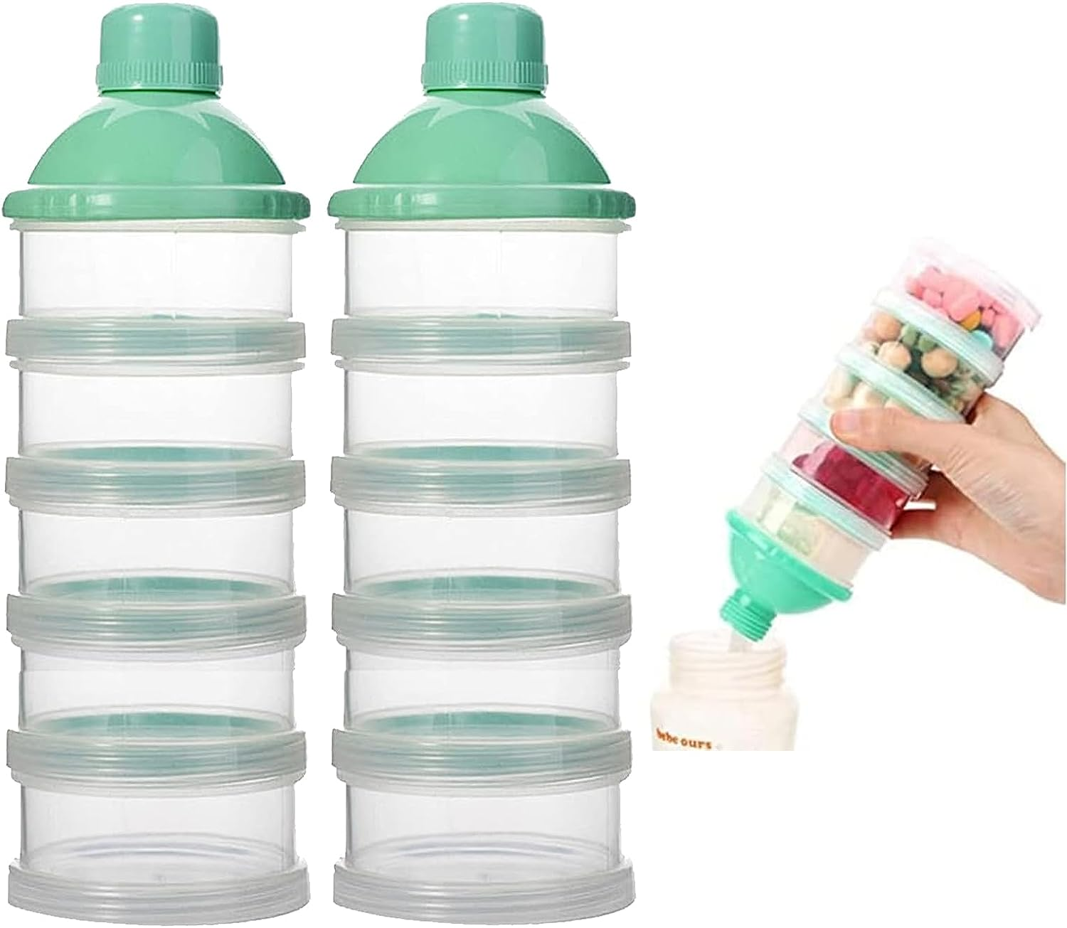 2 PCS 5 Layers Baby Milk Powder Dispenser, Milk Powder Pots, Formula Dispense... - Picture 3 of 4