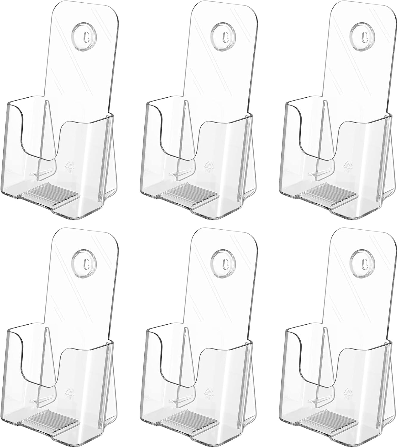 6 Pack Acrylic Brochure Holder, Trifold 4 Inches Wide Plastic Literature Holder for Pamphlets, Flyers, Rack Cards, Wall Mount Clear Countertop Organizer Display Stand, Office or Home Use