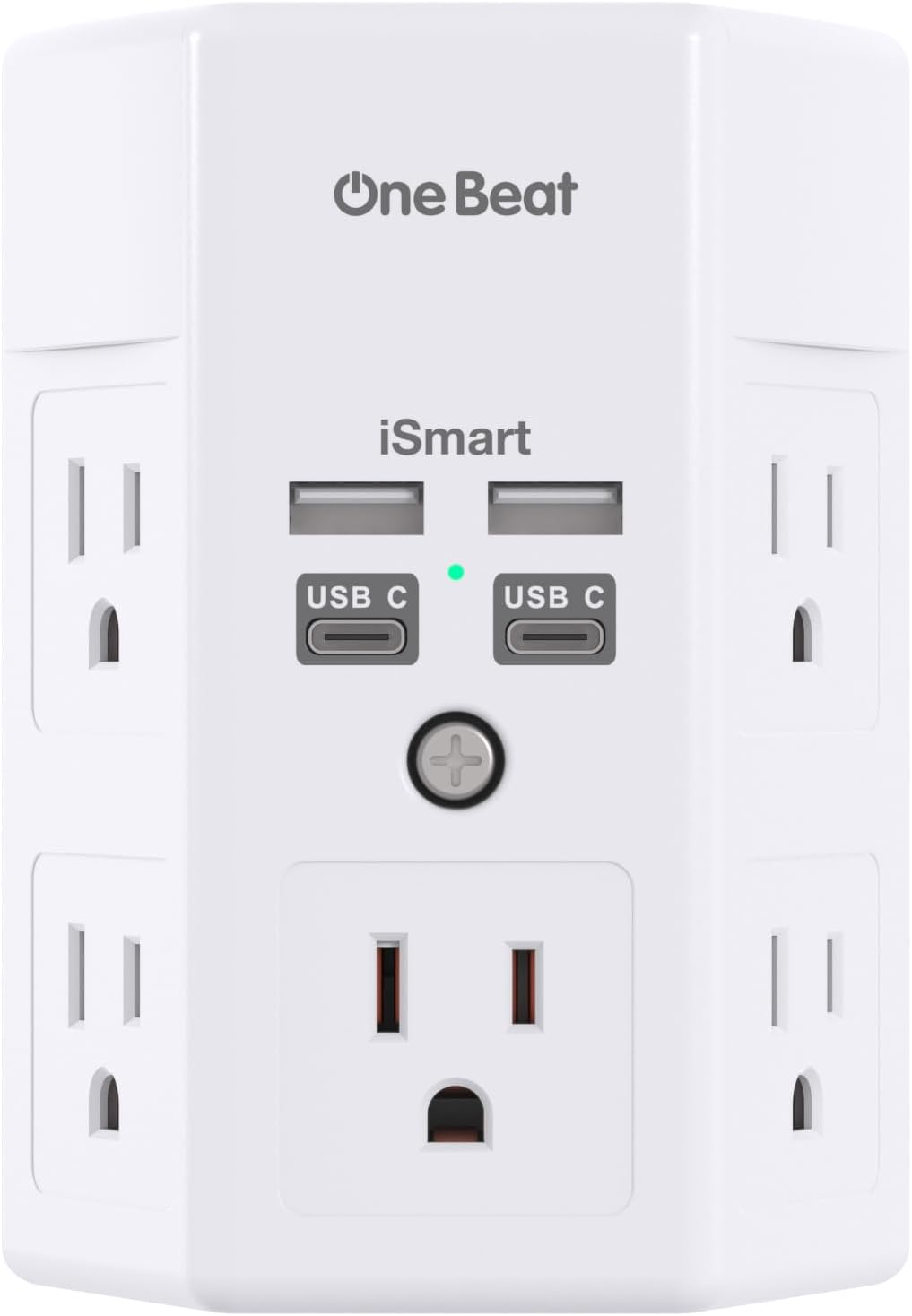 Surge Protector, 5 Outlets Extender with 4 USB Ports(Usb C), 3-Side 1680J Power Strip Multi Plug Outlet Expander, USB Wall Charger, Outlet Splitter Adapter Wall Mount for Home Travel Office ETL Listed