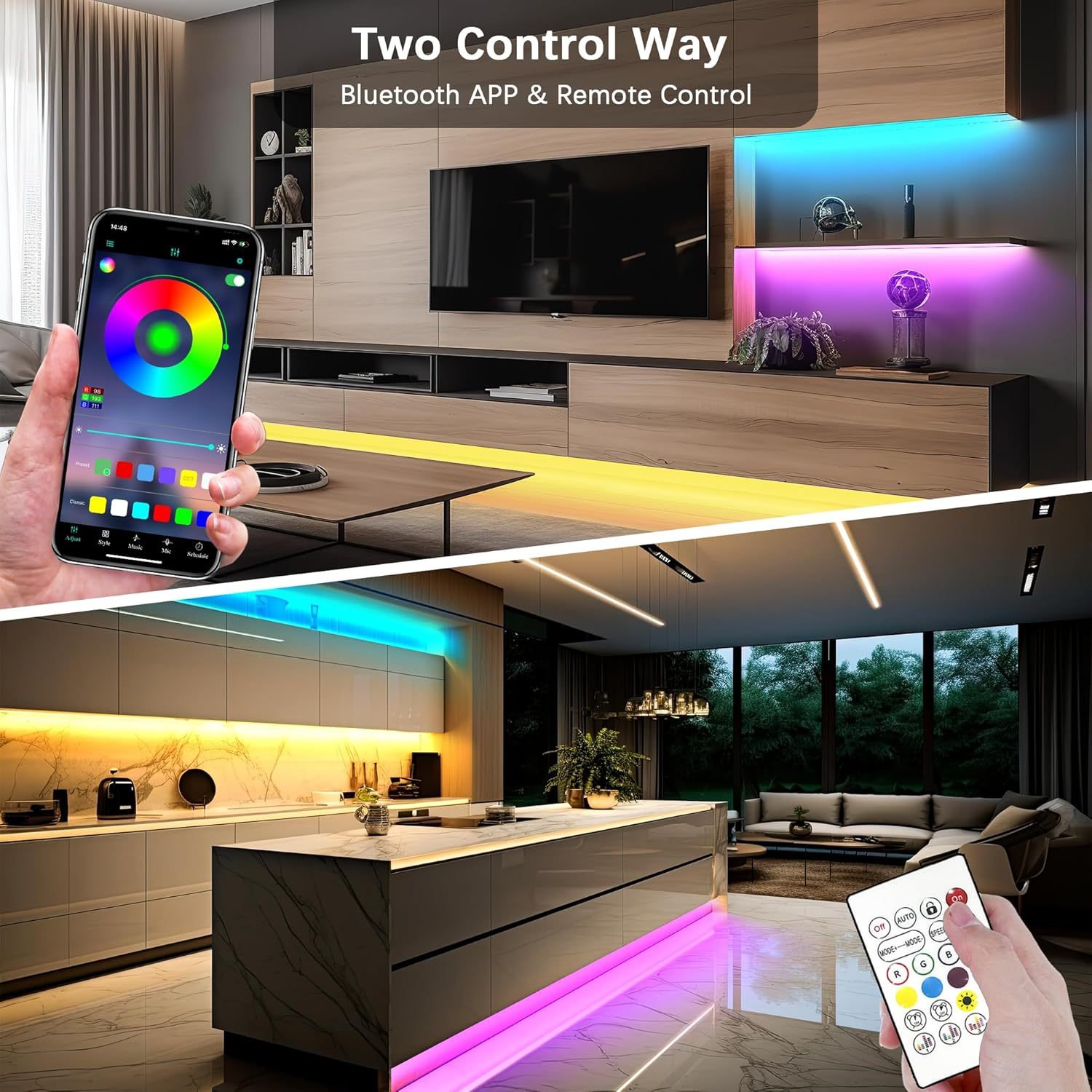 Cozylady 50ft Bluetooth RGB LED Neon Light, Waterproof RGB Neon Light APP & R... - Picture 4 of 14