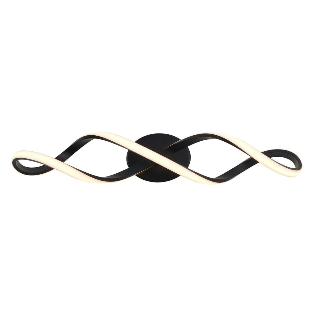 27W Swirl 1 Light LED Modern Bath Vanity Light Bar for Bathroom 27 Inch Black