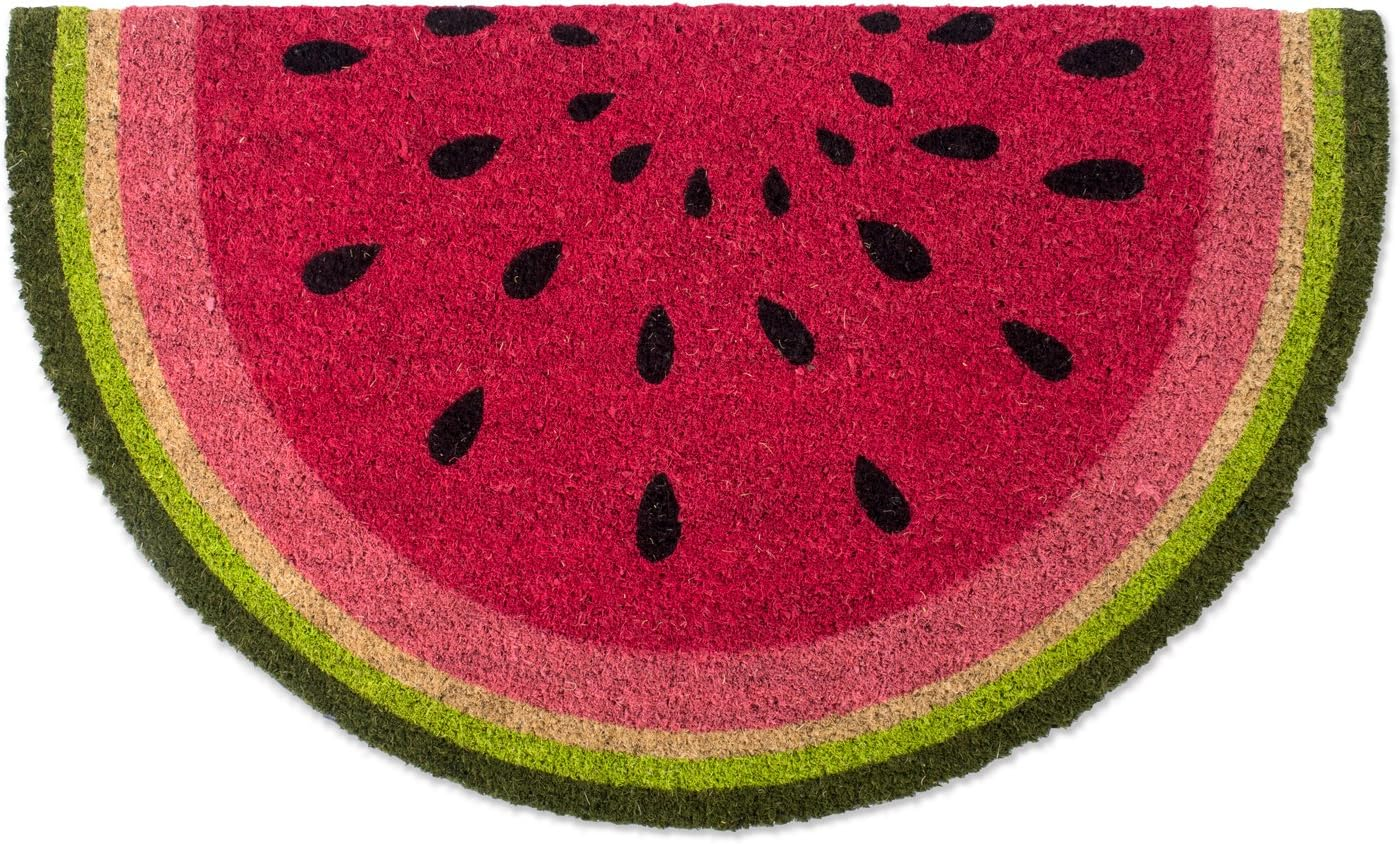 Felpudo de fibra de coco natural con diseño colorido, 18 x 30, color sandía